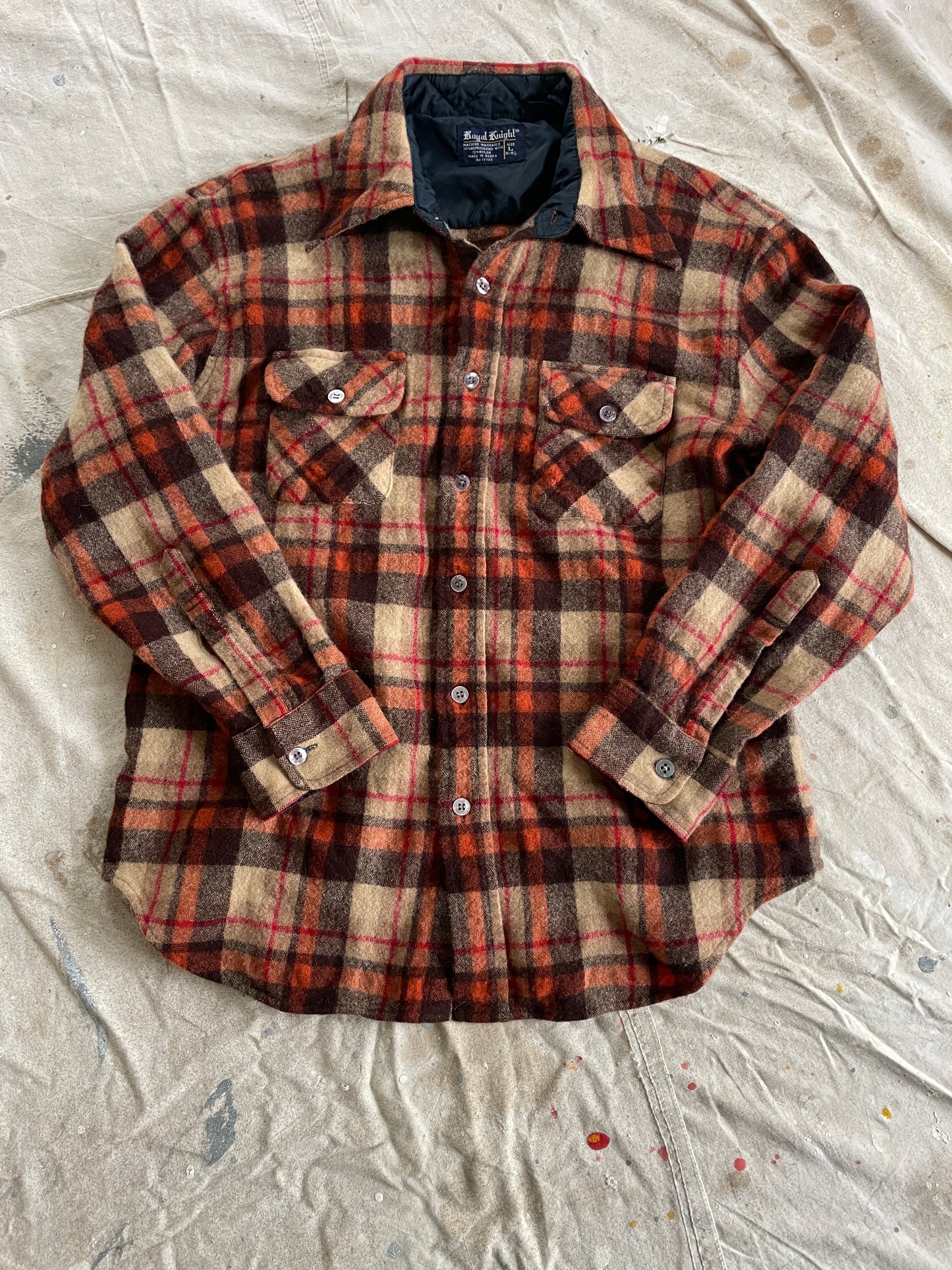 80s Plaid Wool Button Down