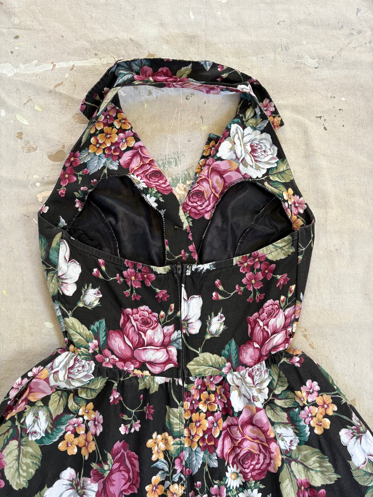 Vintage 90s Floral Halter Dress