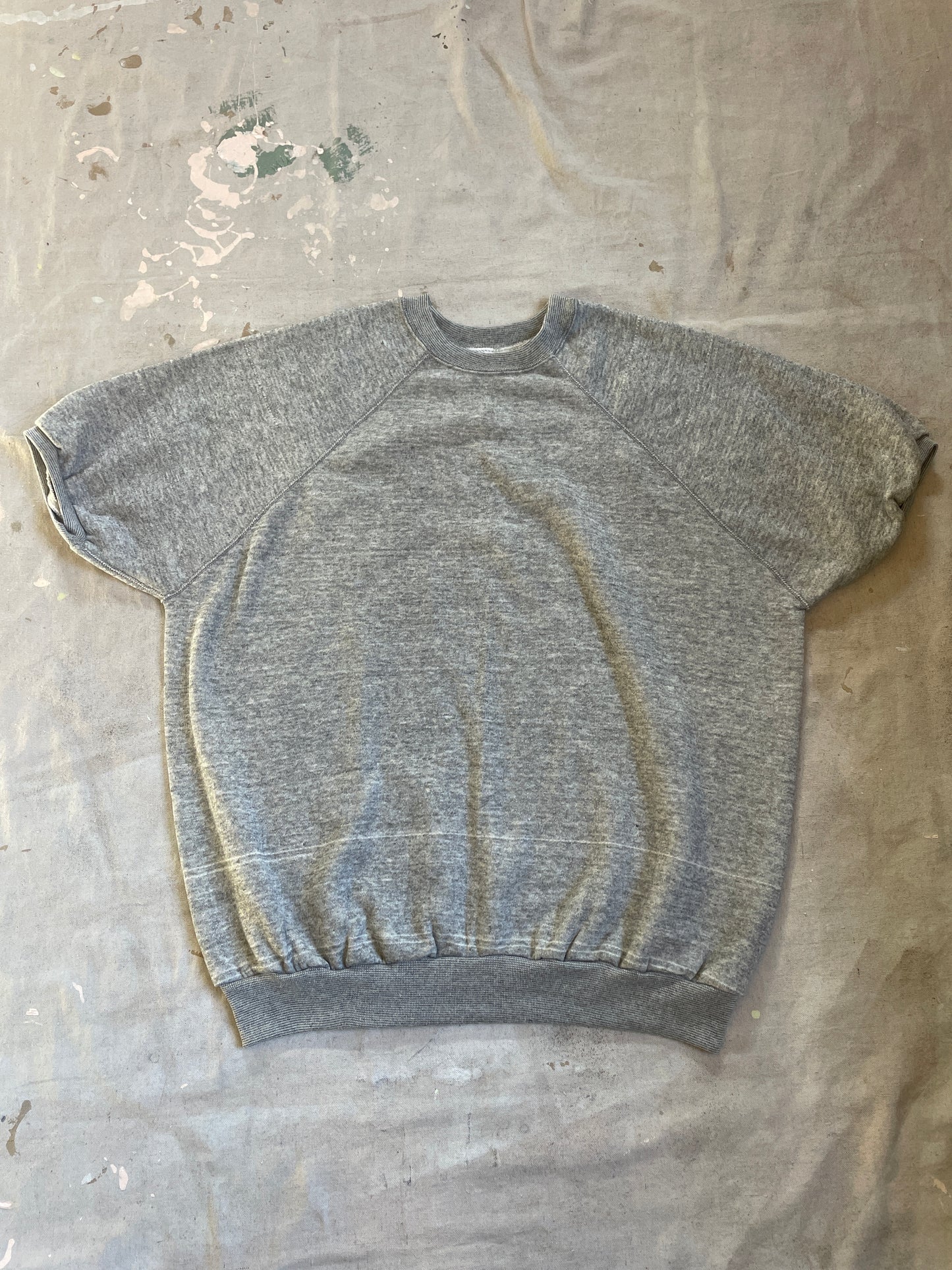 80s Blank Grey Short Sleeve Sweatshirt