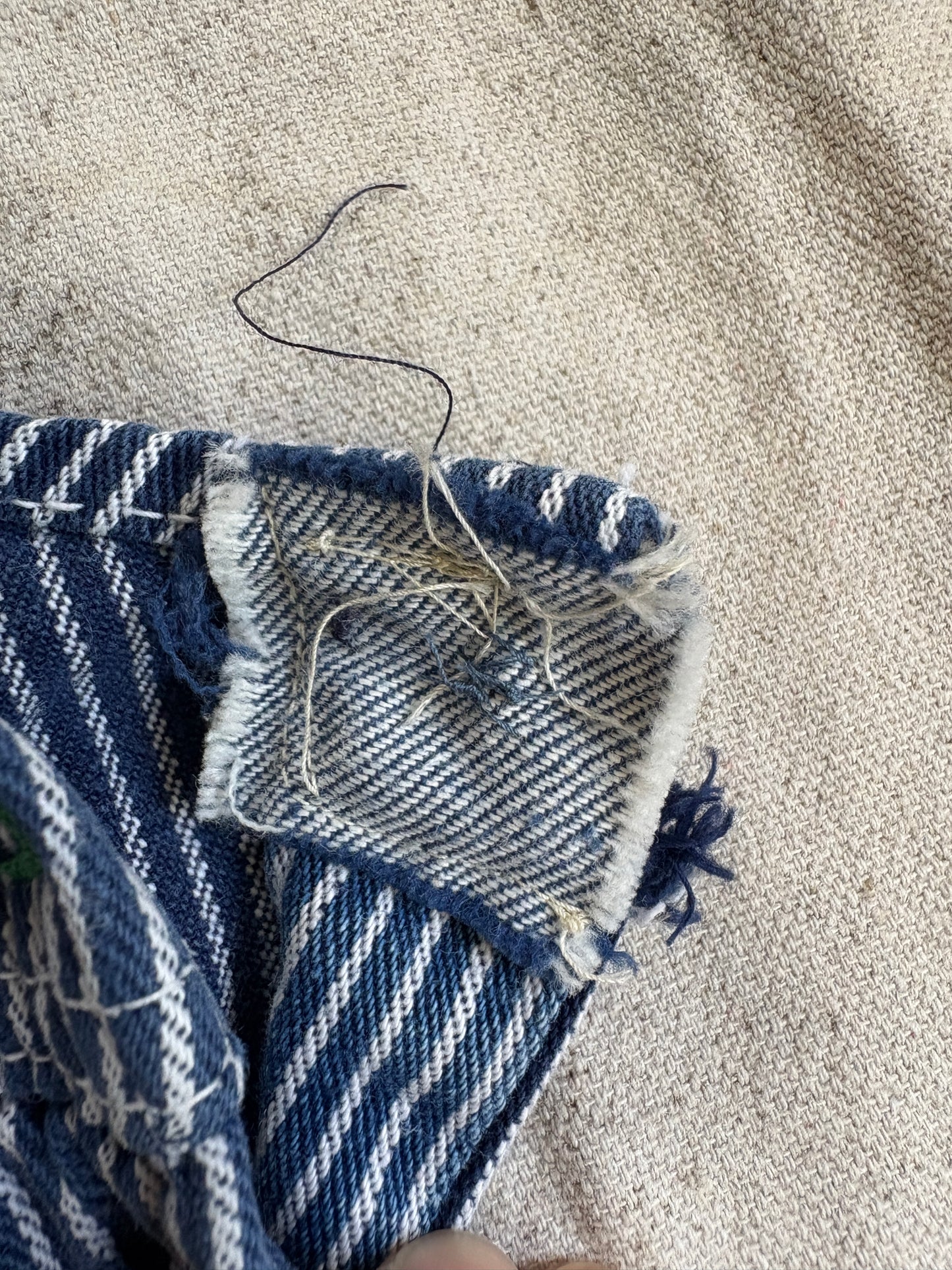 80s Key Imperial Hickory Stripe Overalls Cut-Off Shorts