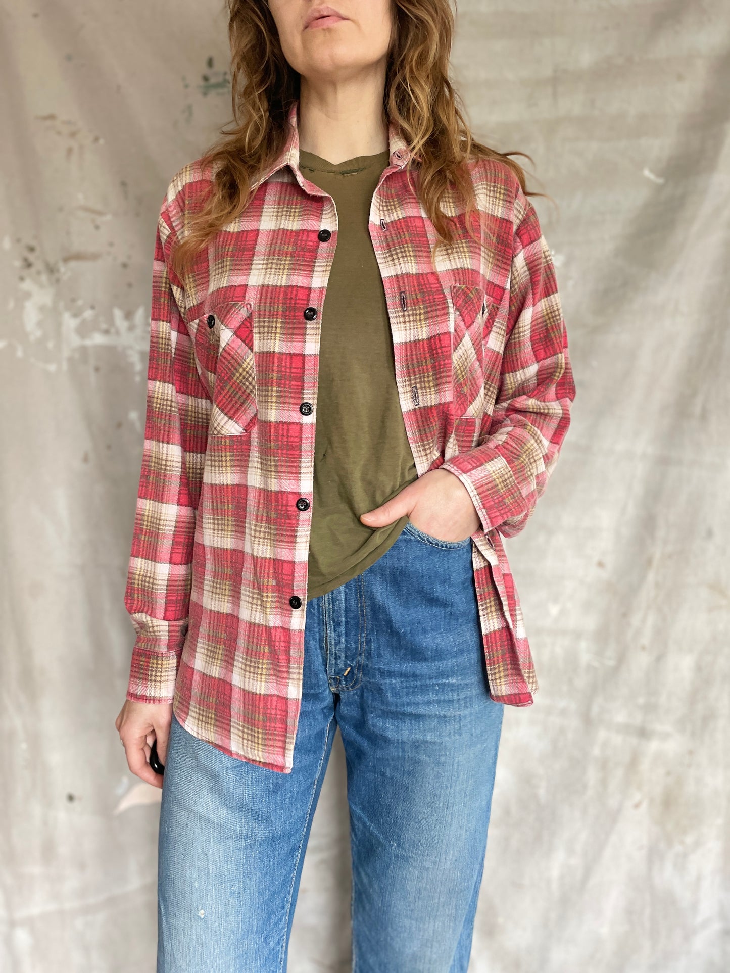 80s Plaid Flannel Shirt