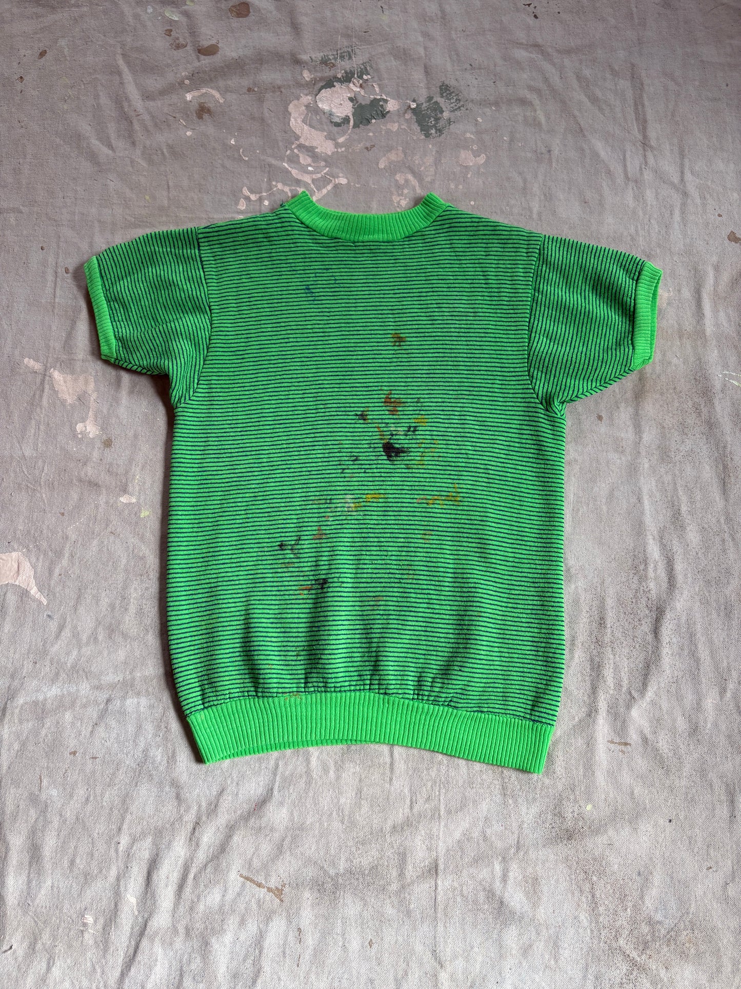 Vintage 60s Penney’s Micro Stripe Paint Stain Sweatshirt