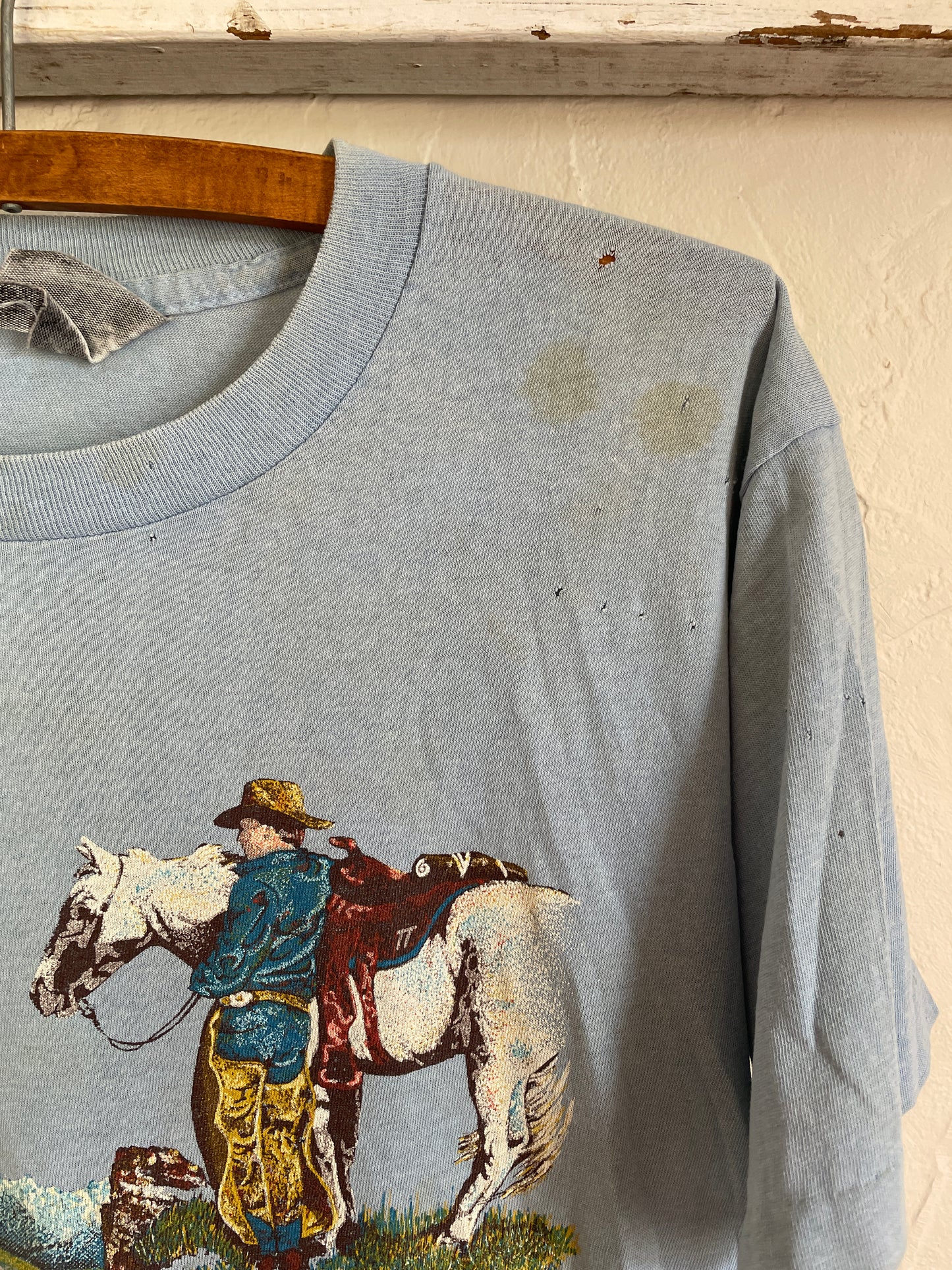 80s Cowboy With Horse Casper Wyoming Tee