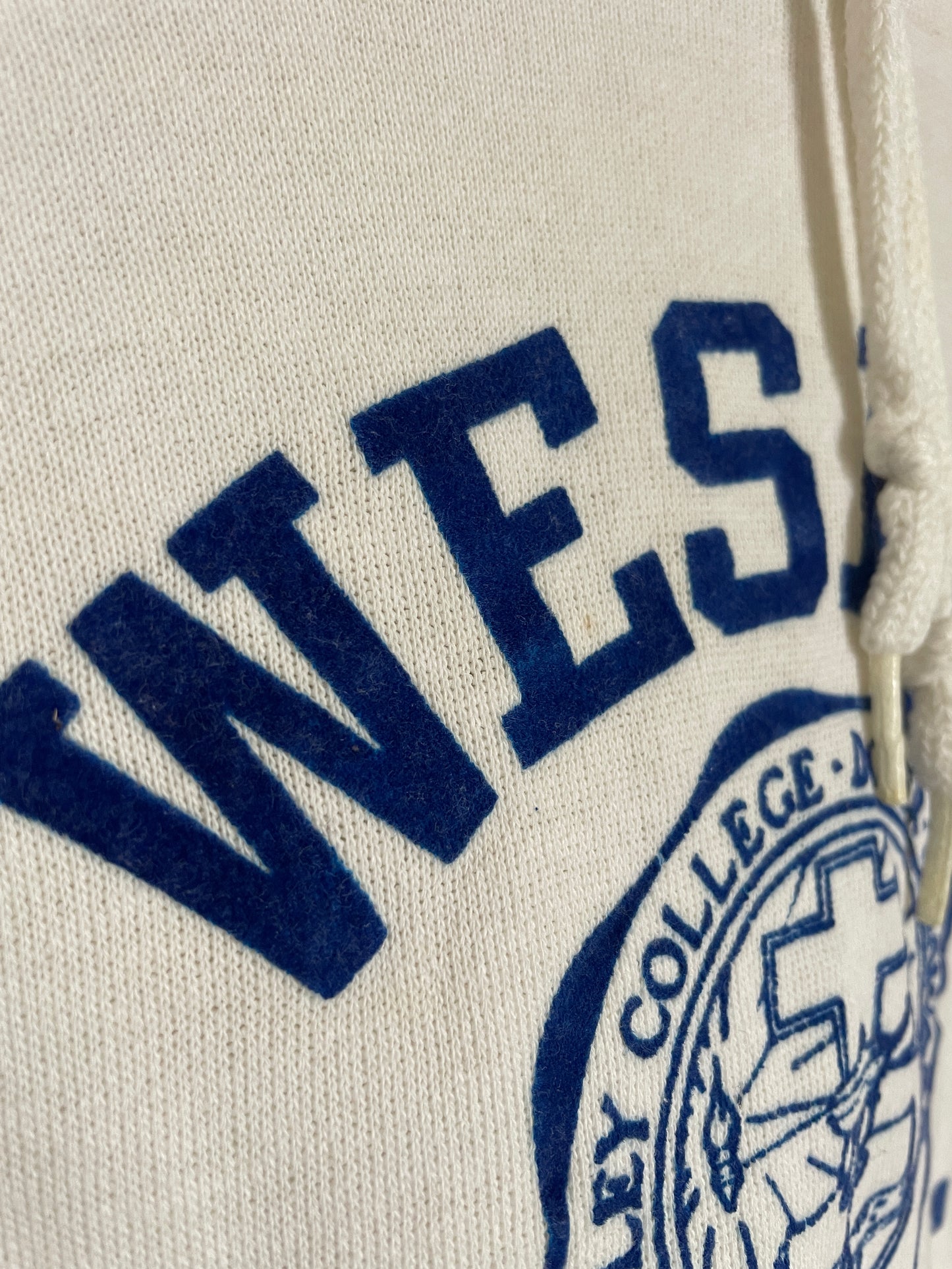 80s Wesley College Flocked Hoodie