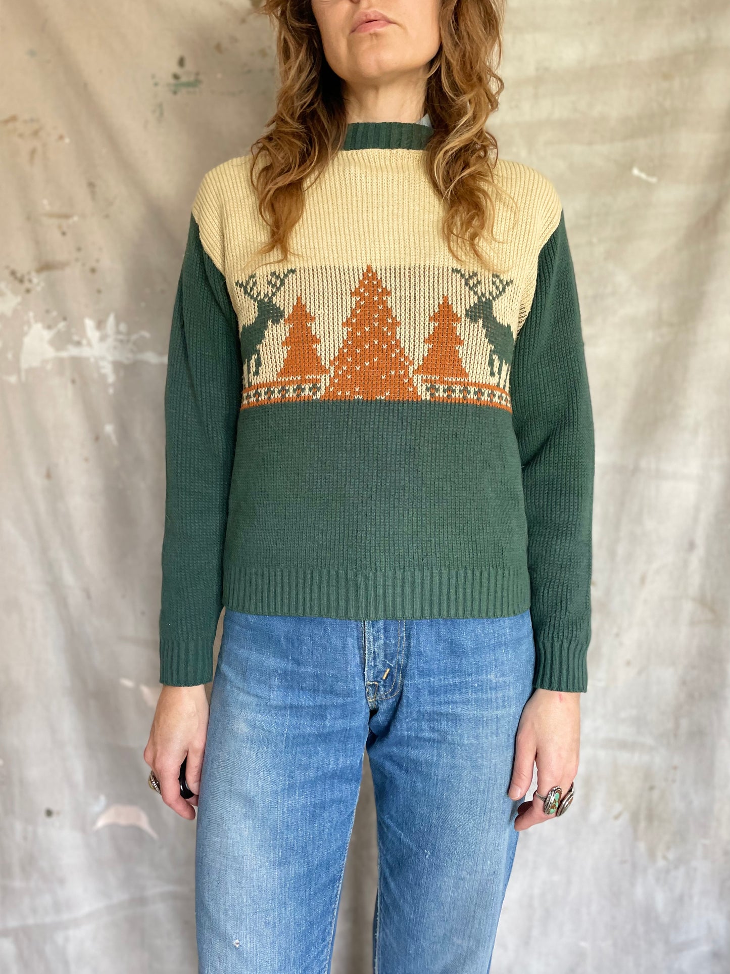 70s Holiday Deer Sweater