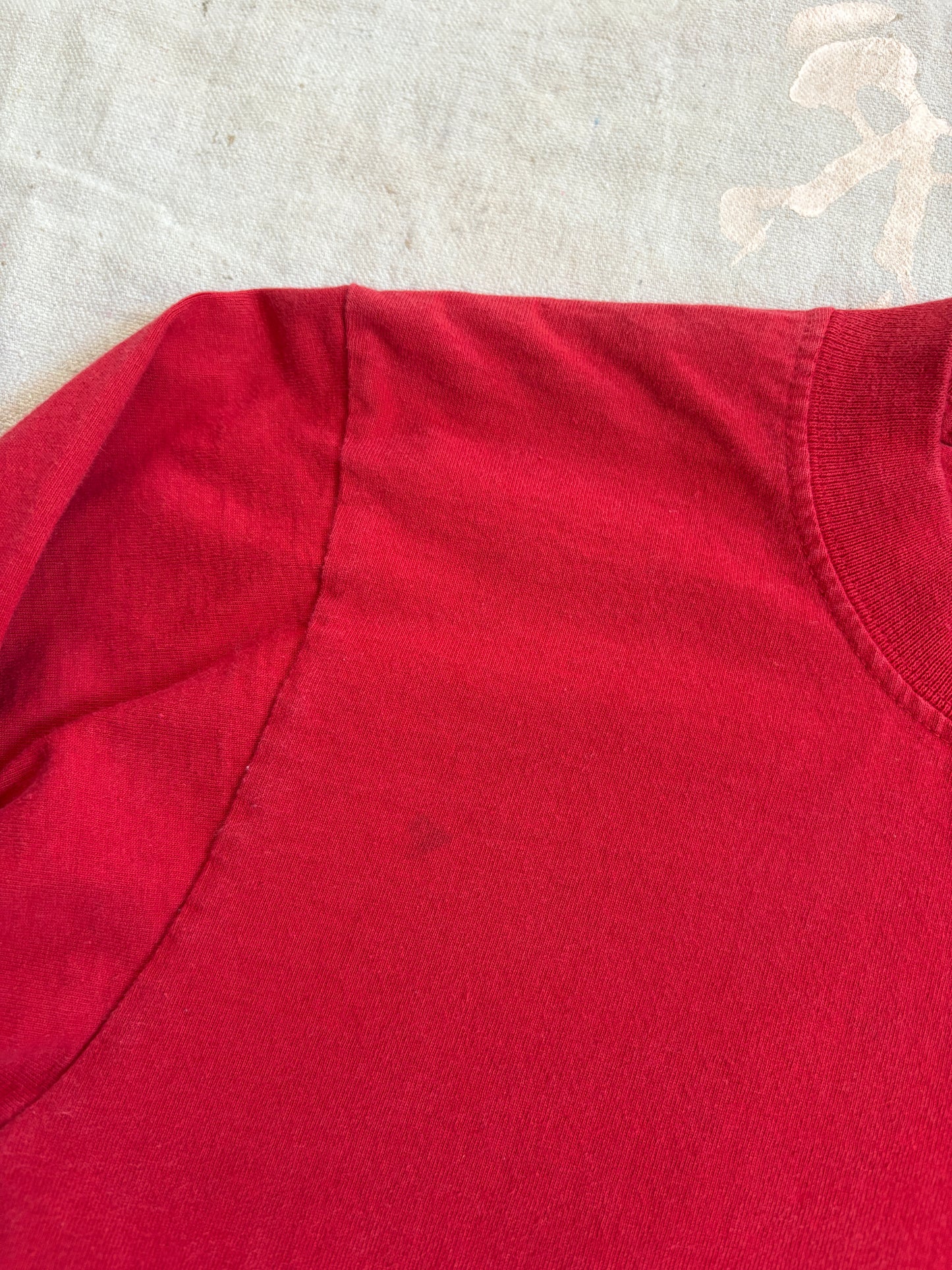 Vintage 90s Blank Red Cropped Long Sleeved Tee