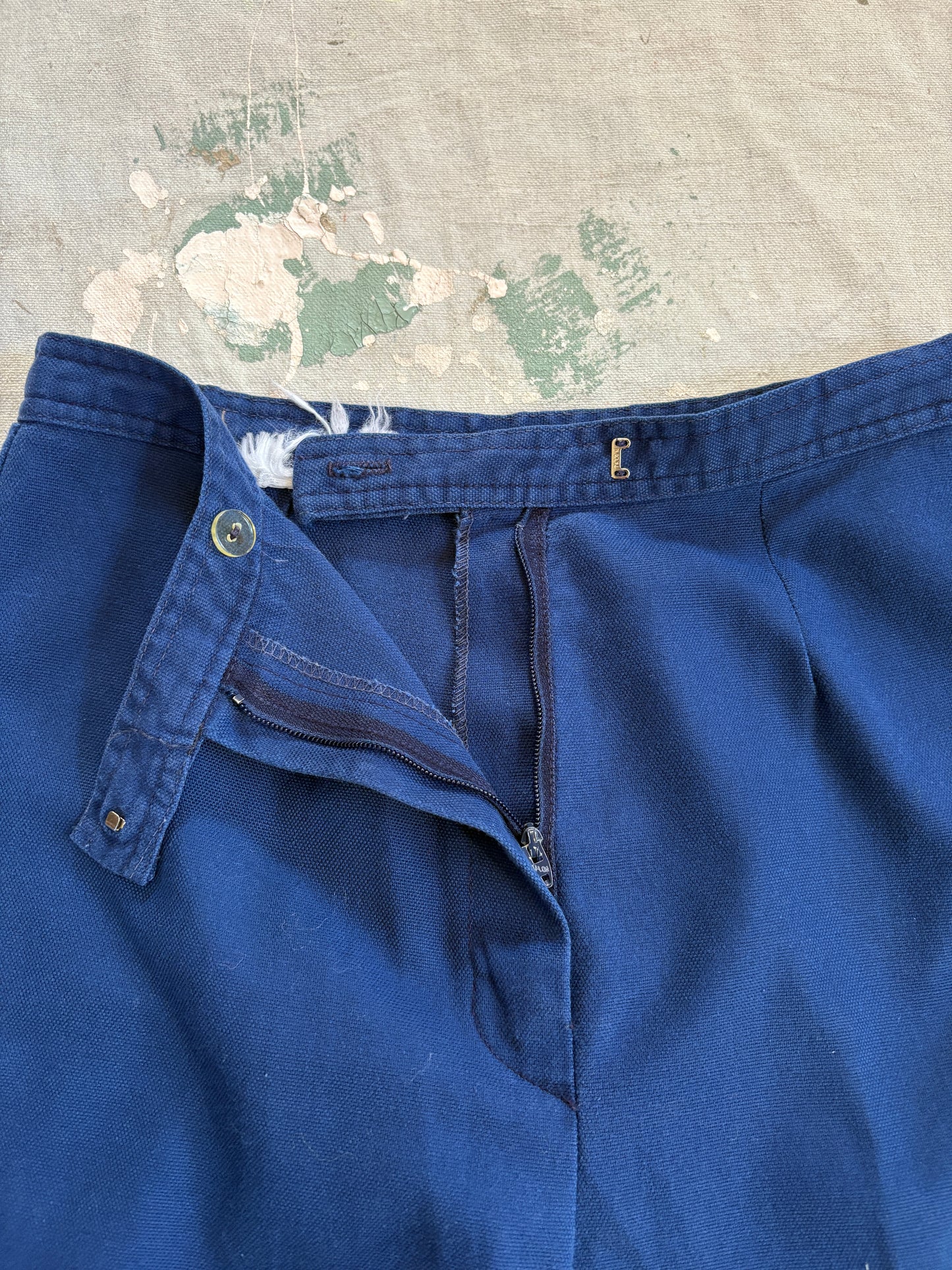 Vintage 70s/80s Navy Blue Blouse And Bell Bottom Pant Set