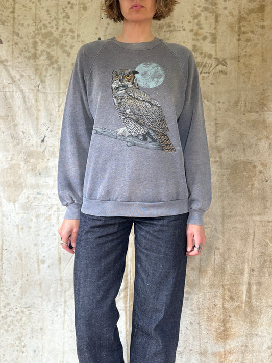 Vintage 80s Owl At Moonlight Sweatshirt