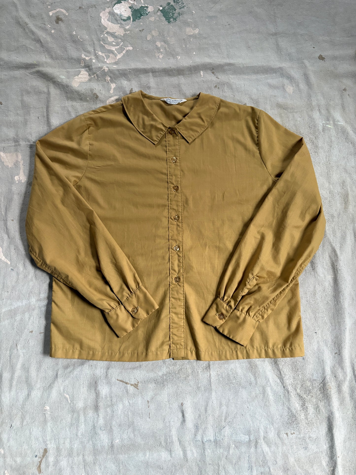 80s Peter Pan Collar Mustard Blouse