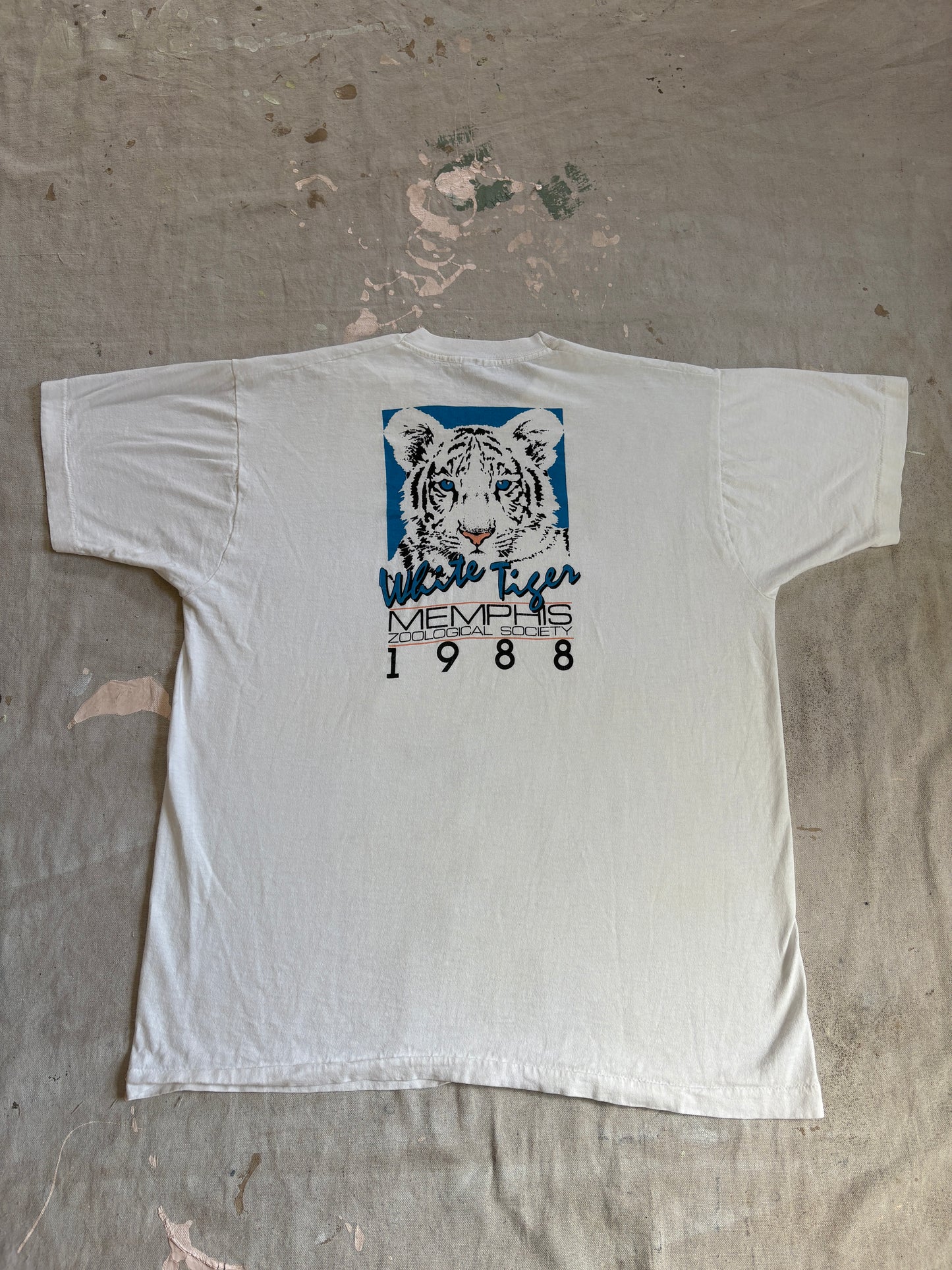 Vintage 80s White Tiger Memphis Zoological Society Tee
