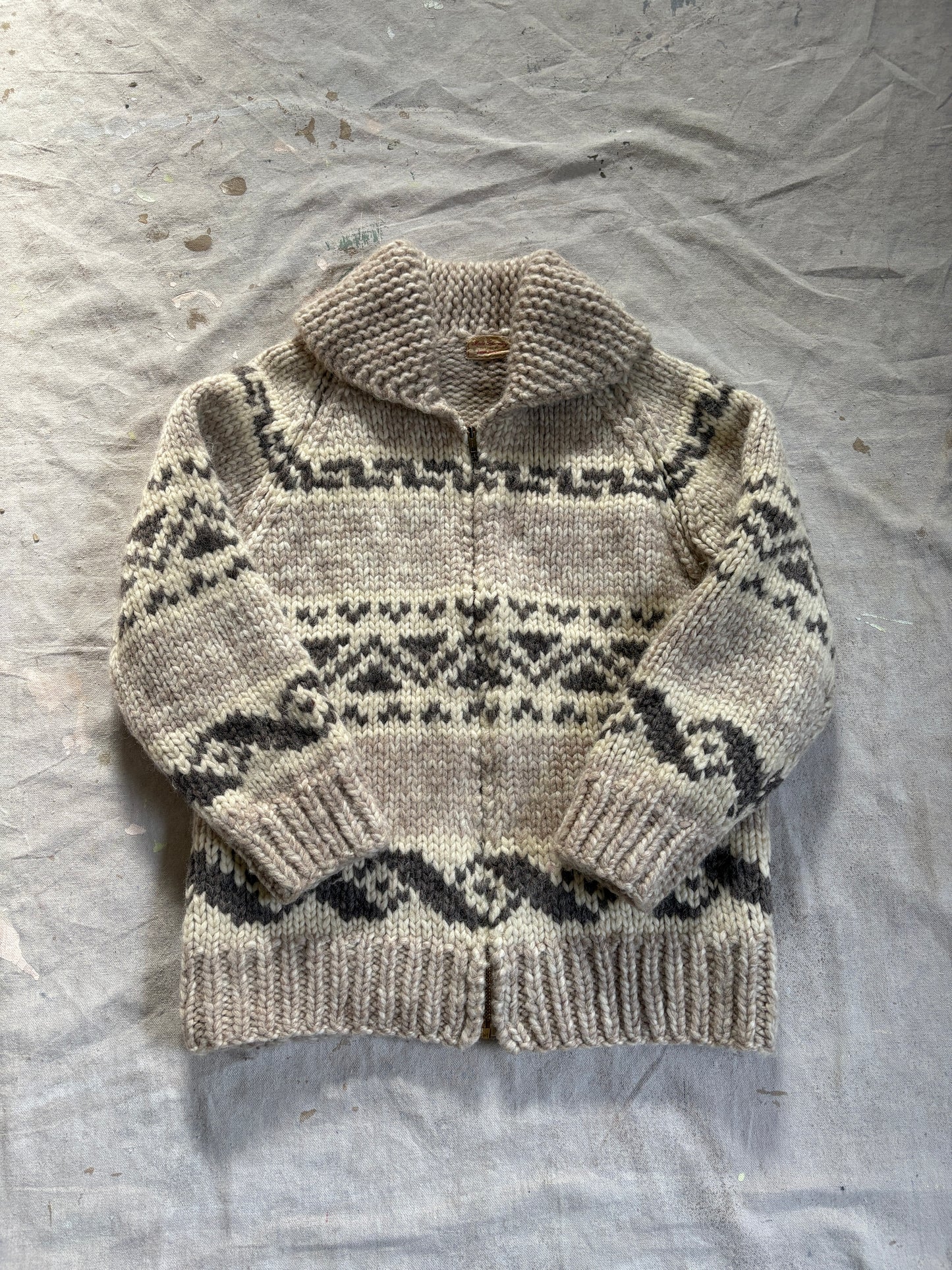 60s Hand Knit Cowichan Style Sweater
