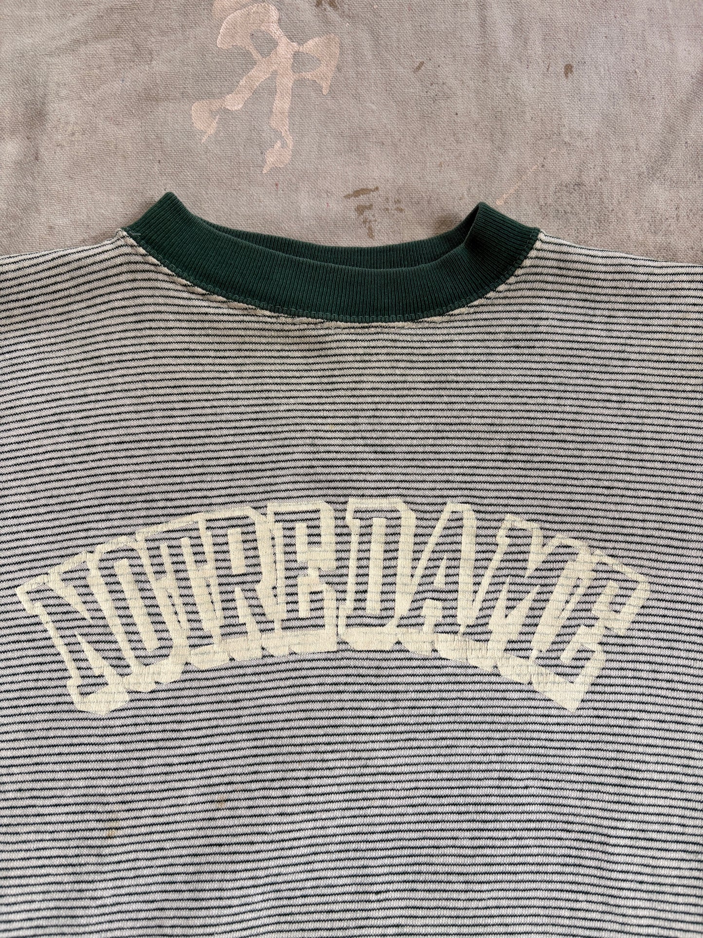 Vintage 60s Notre Dame Stripe Short Sleeve Sweatshirt
