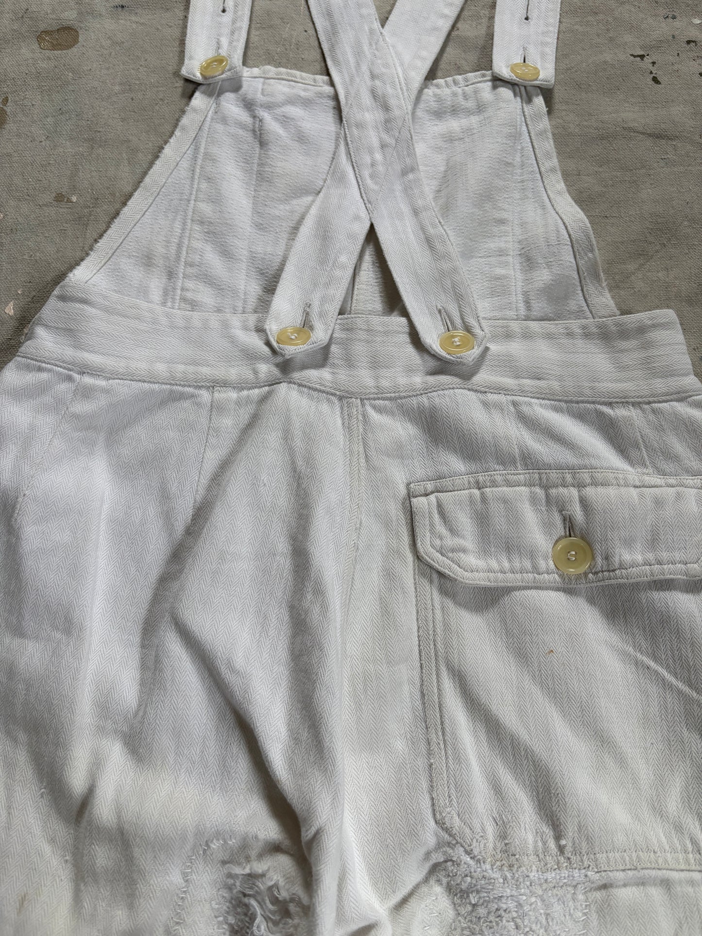 60s White HBT French Workwear Overalls