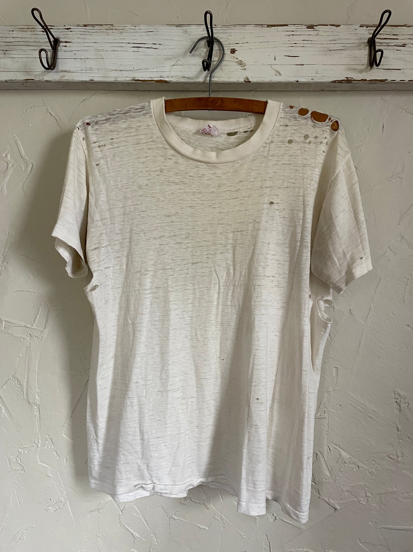 60s BVD Thrashed Blank White Tee