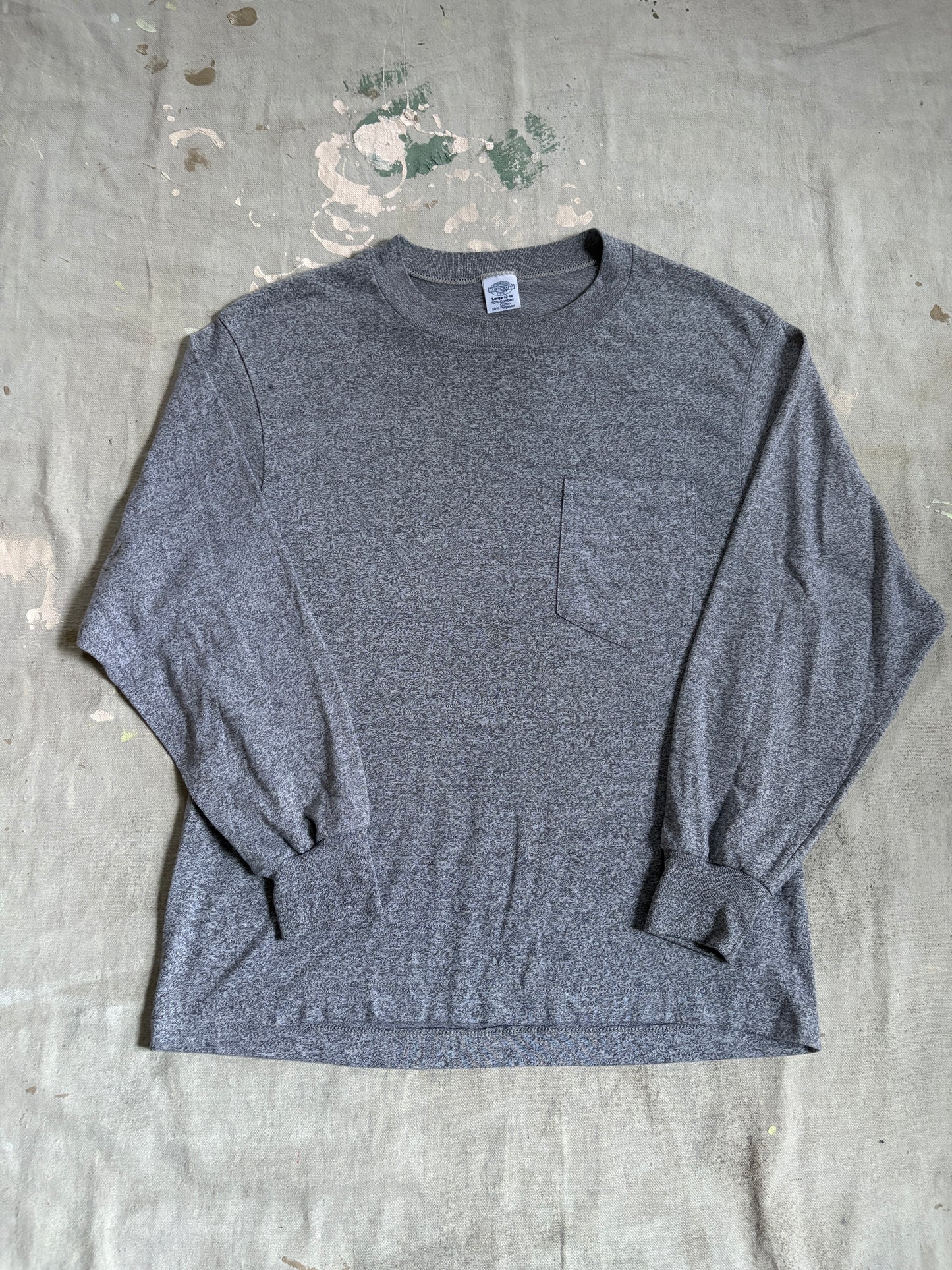 90s Blank Gray Pocket Tee Long Sleeve