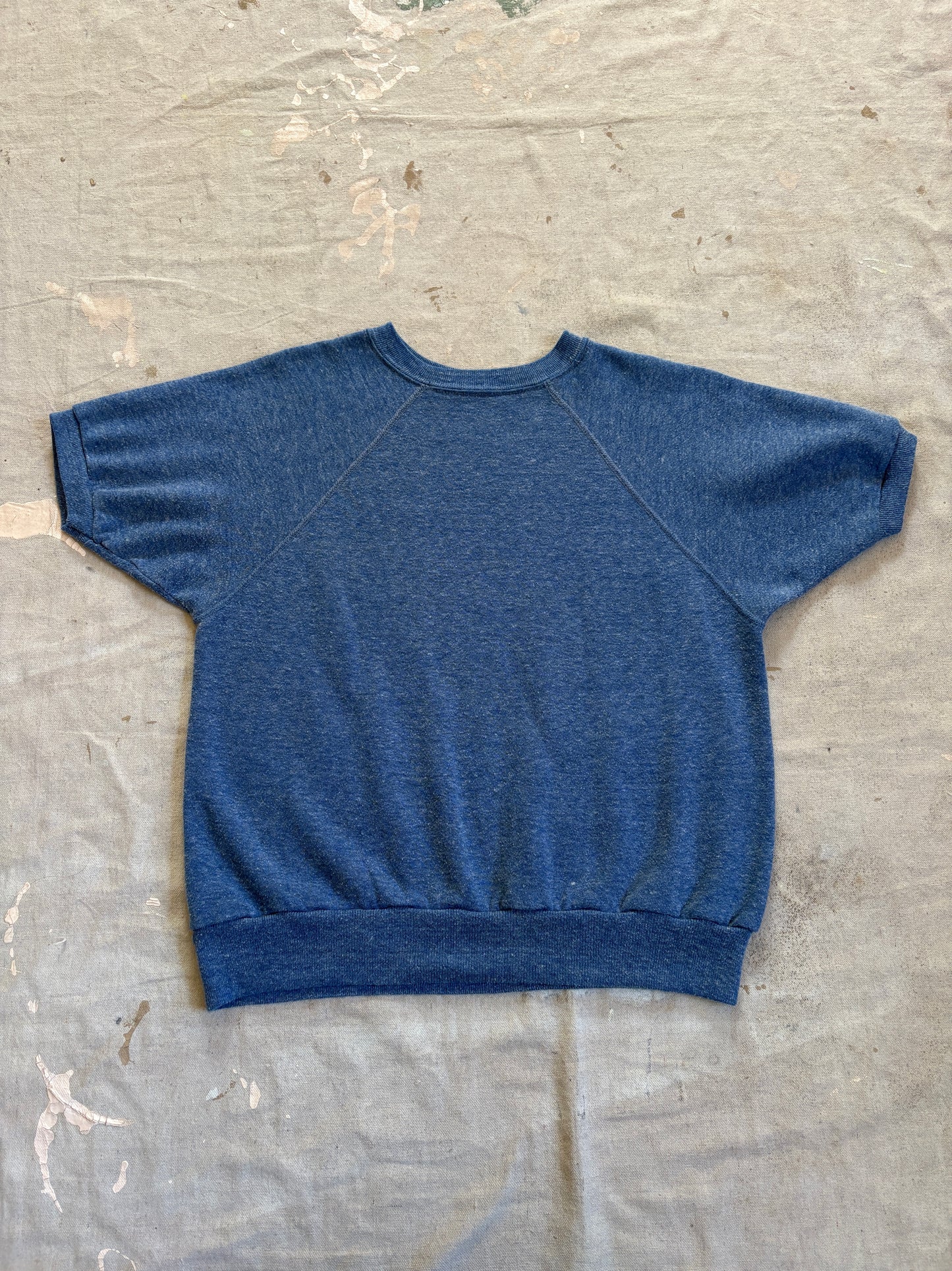 Vintage 80s Blank Blue Short Sleeve Sweatshirt