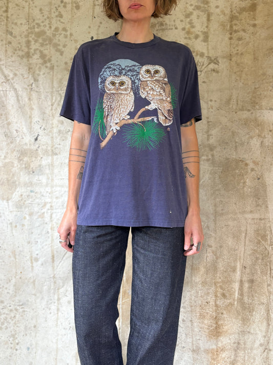 Vintage 80s Owl Couple Tee