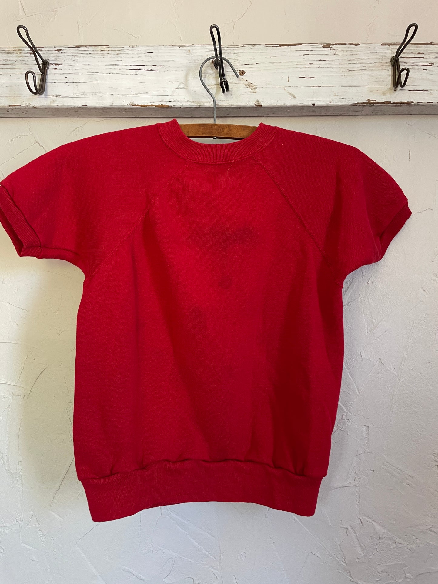 80s Blank Red Short Sleeve Sweatshirt