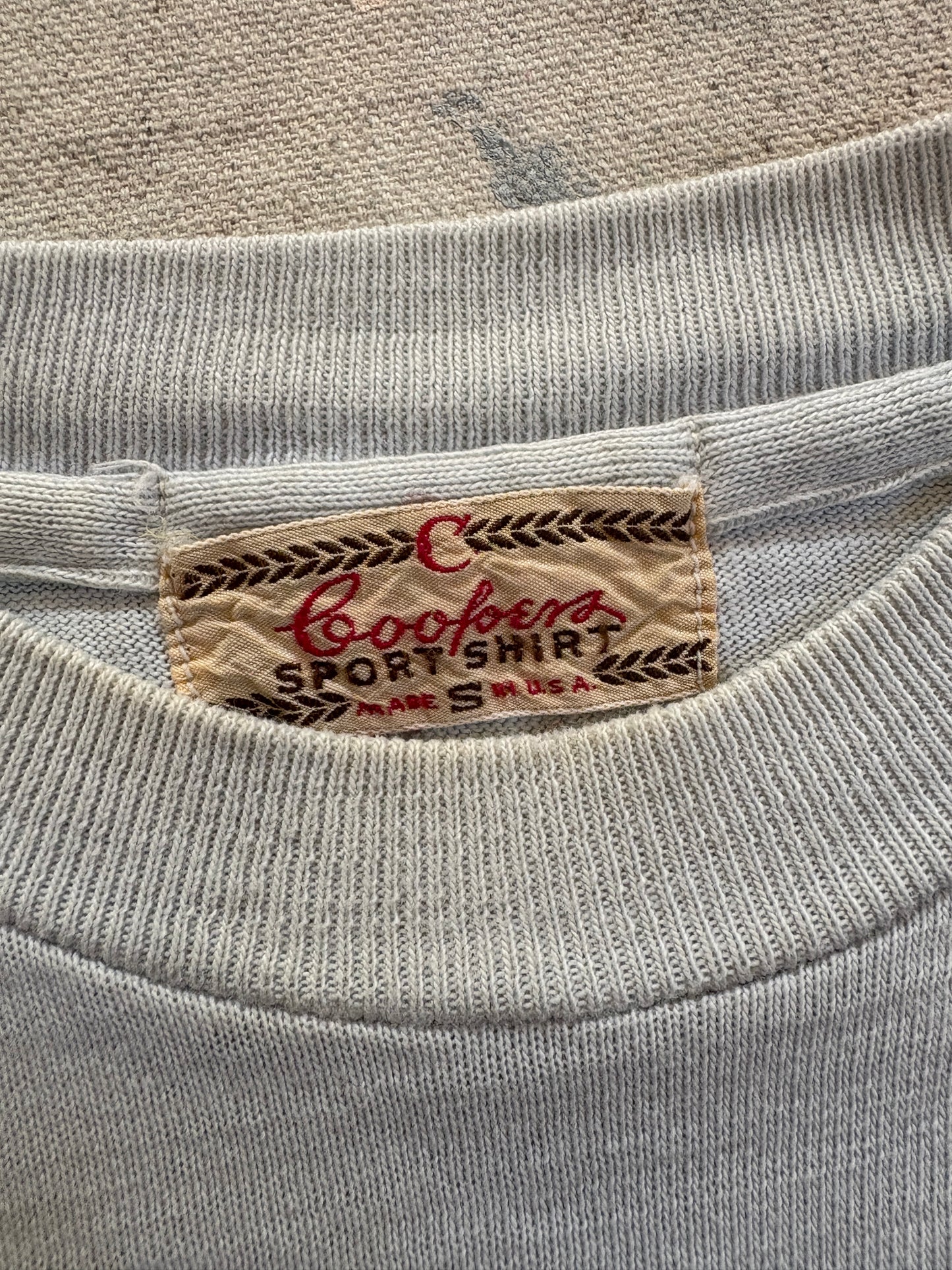 Vintage 50s Pale Blue Blank Pocket Tee
