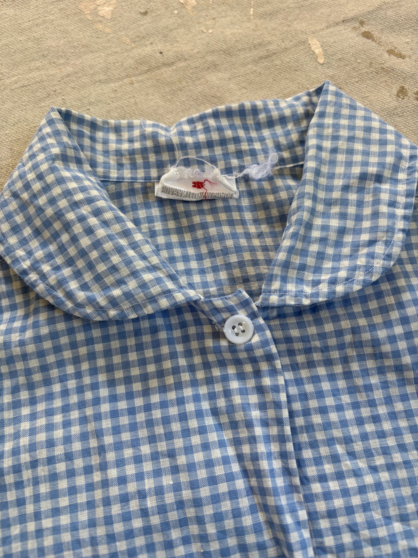 Vintage 60s Blue Gingham Sleeveless Blouse