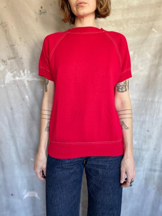 70s Blank Red Short Sleeve Sweatshirt