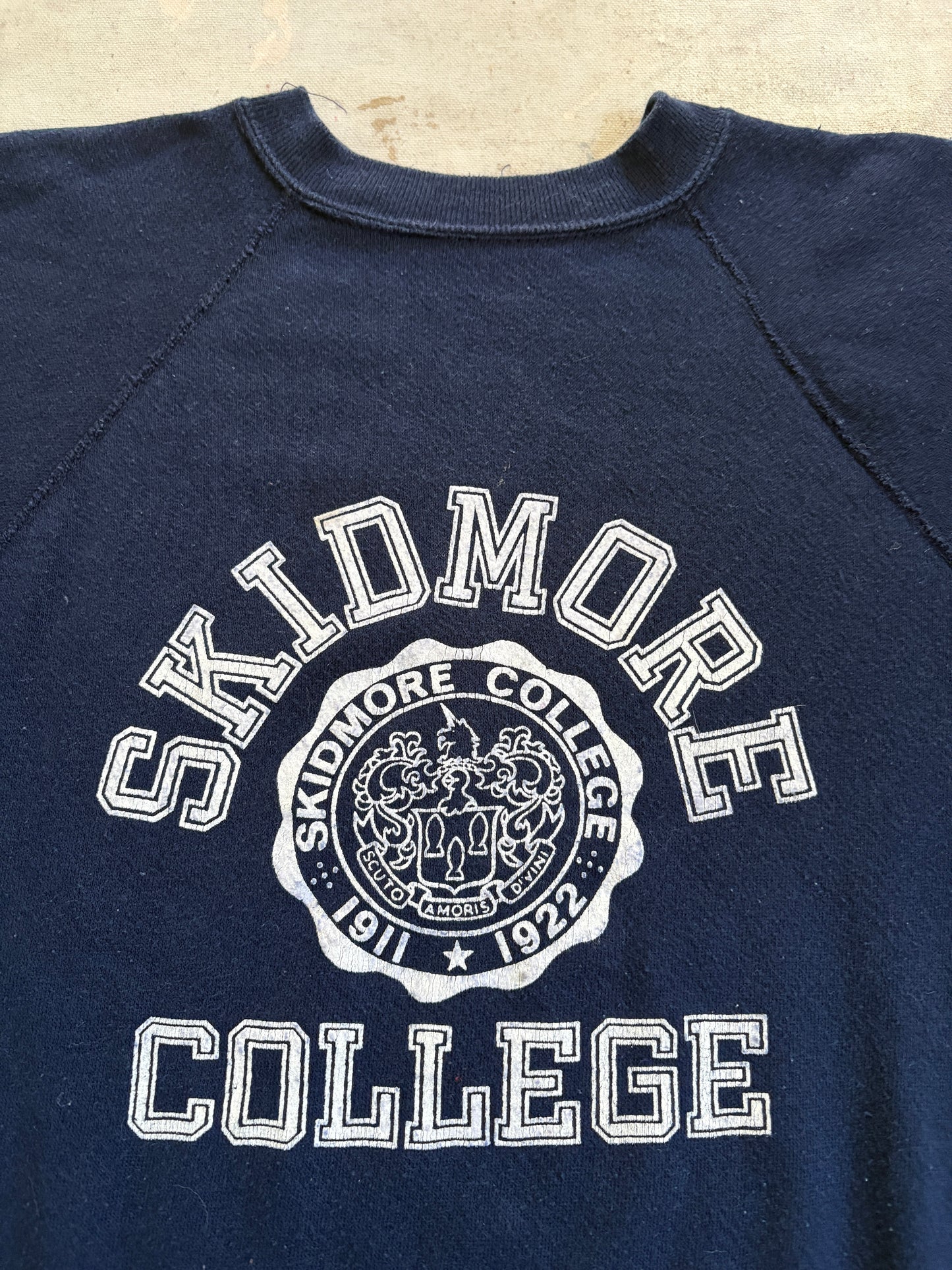 Vintage 80s Skidmore College Flocked Sweatshirt