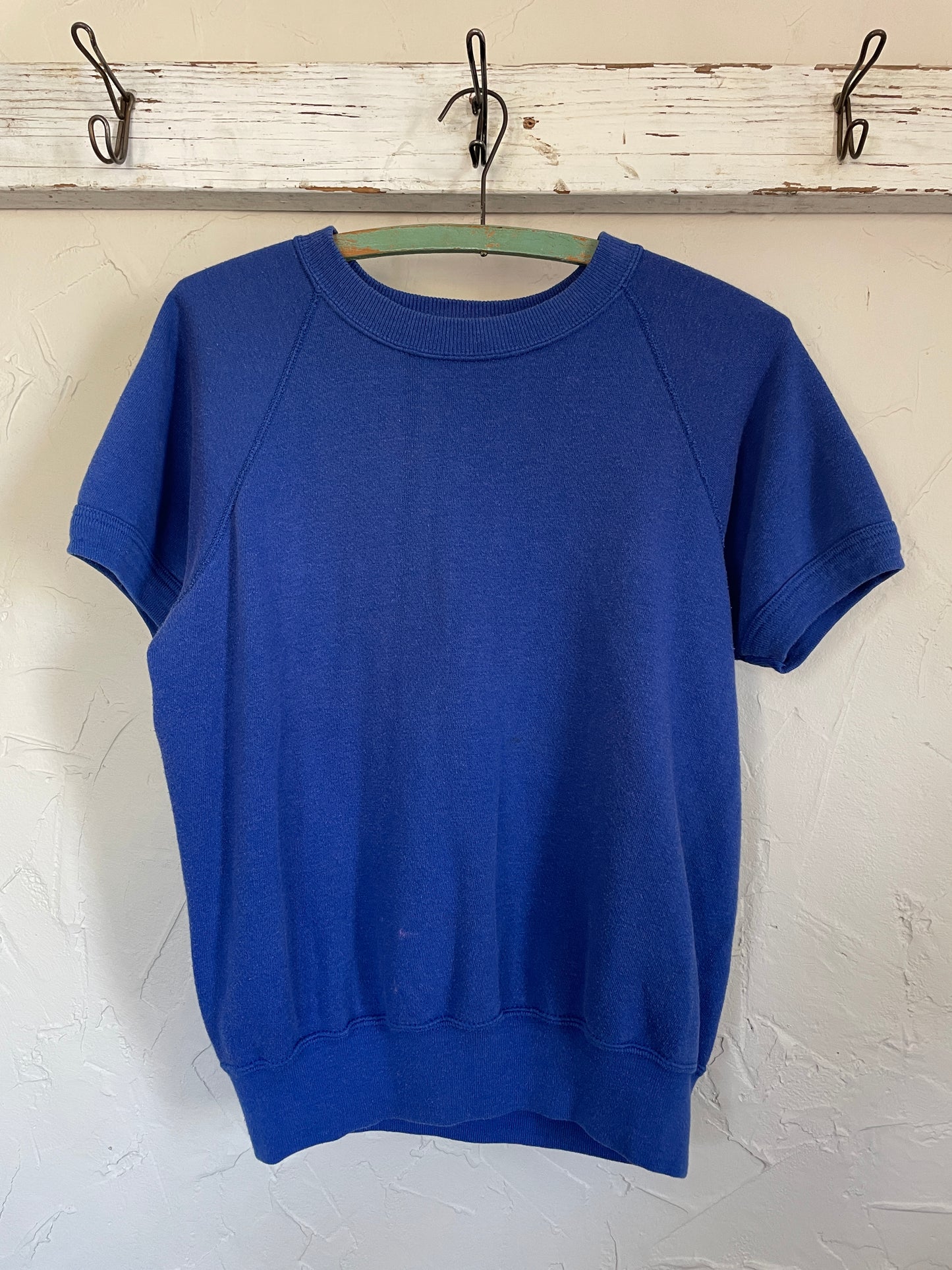 80s Blank Blue Short Sleeve Sweatshirt