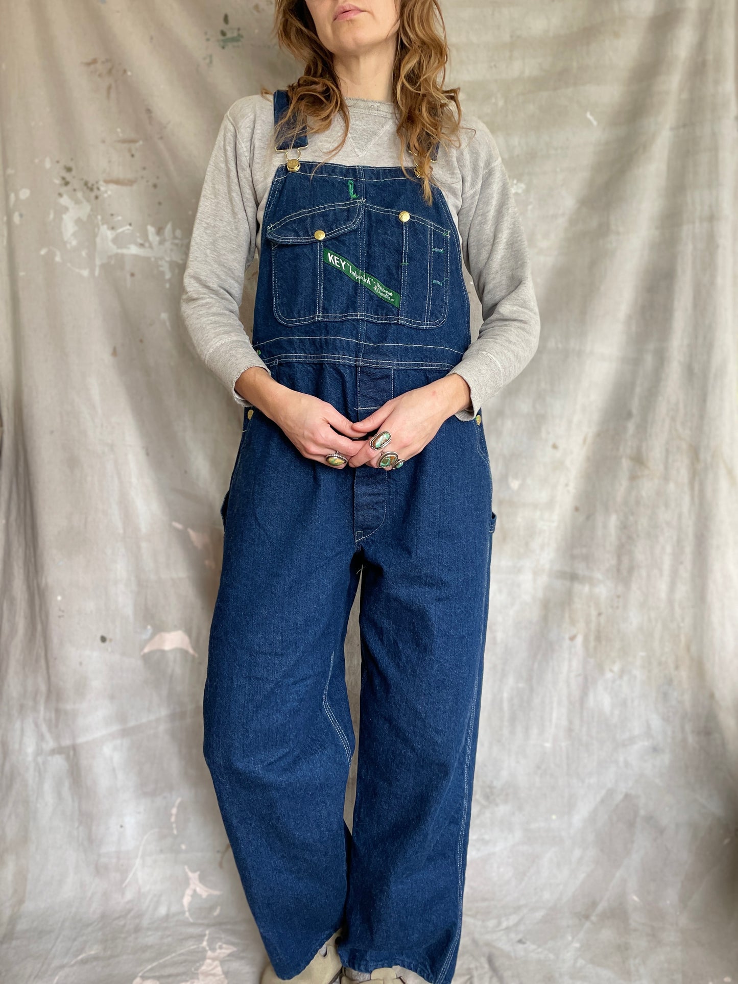 90s Key Imperial Dark Wash Overalls