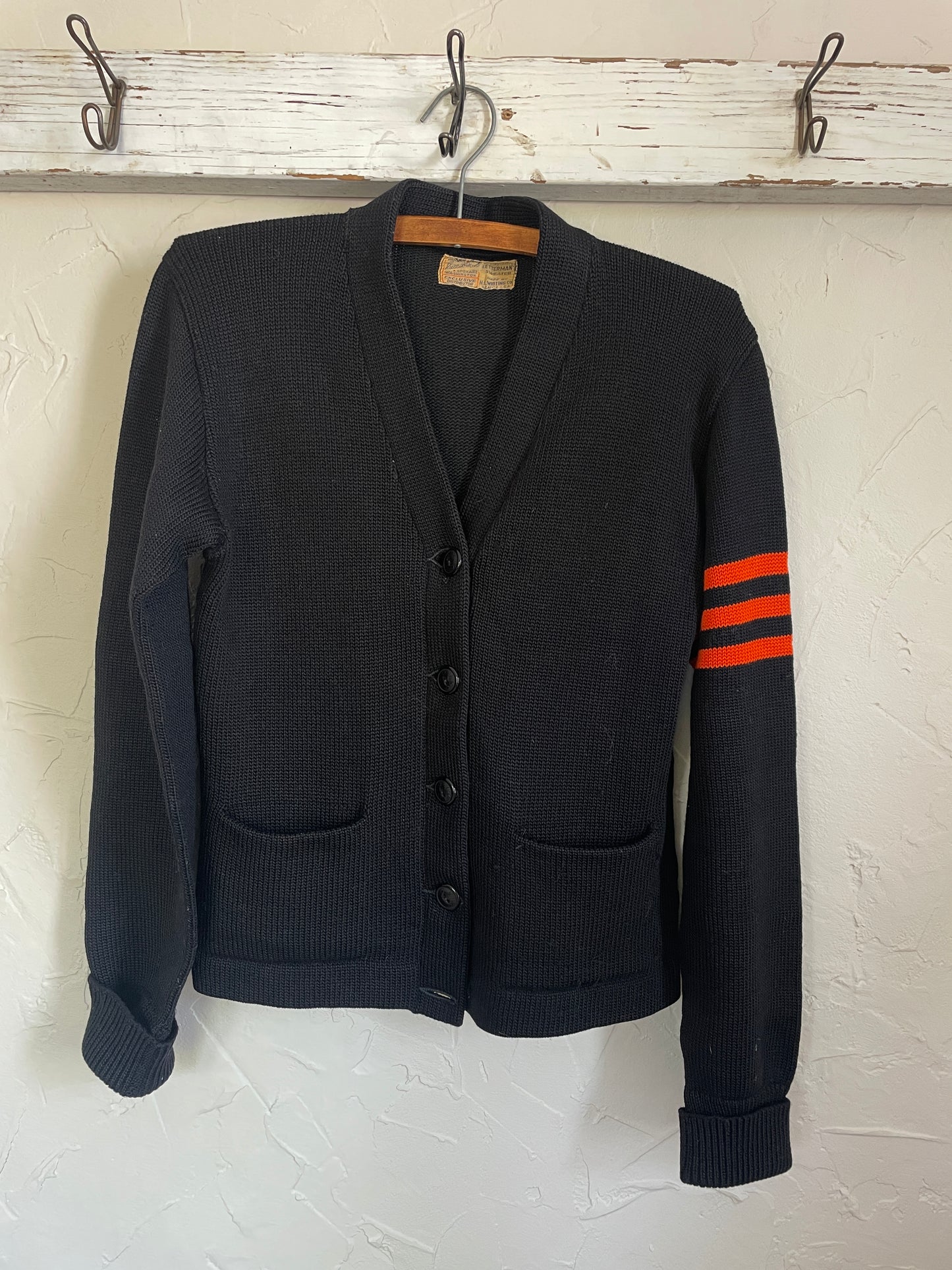 50s Black And Orange Letterman Sweater