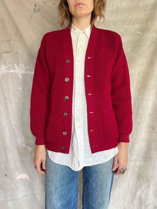 40s Merlot Cardigan Sweater