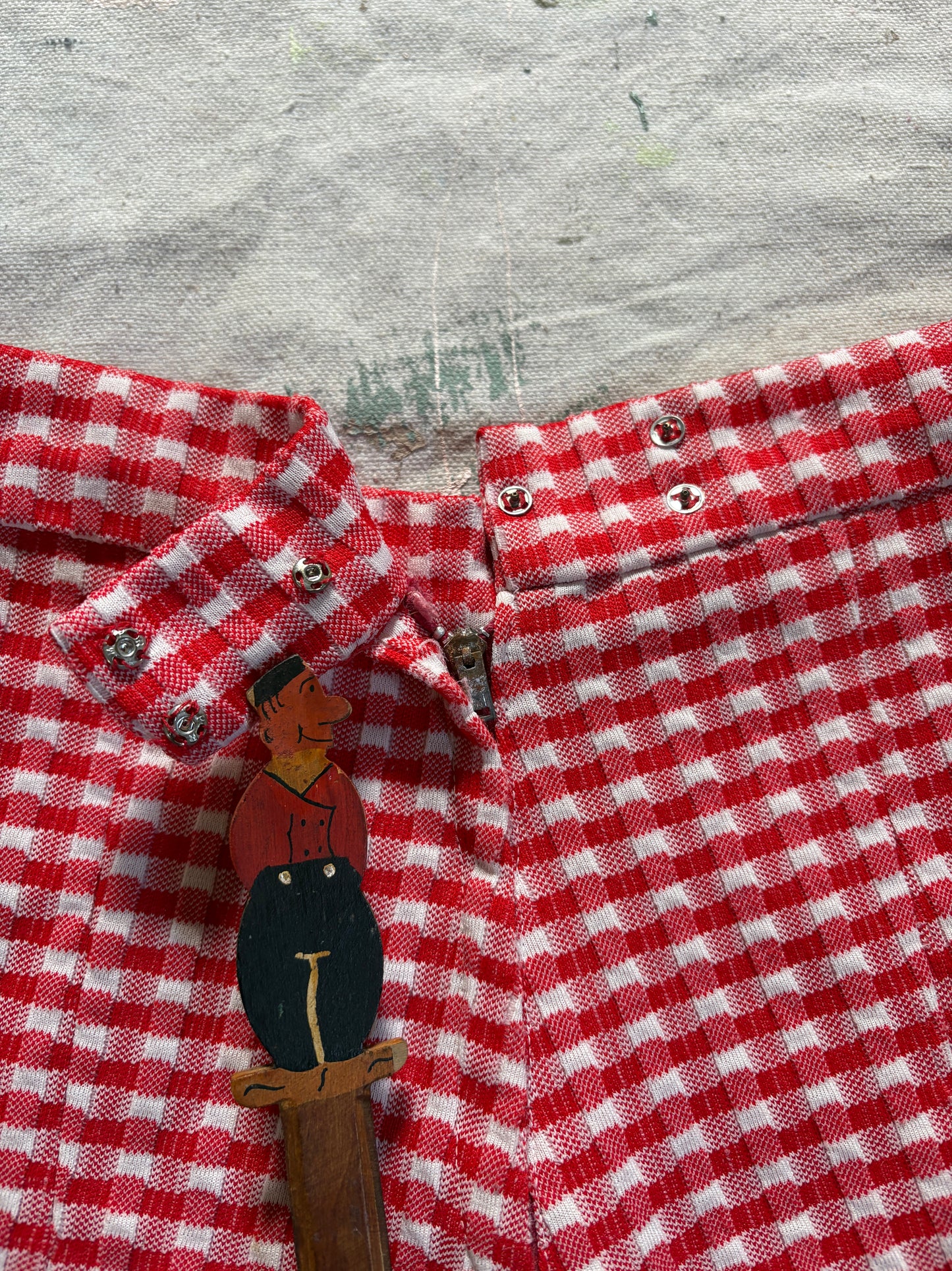 Vintage 70s Red Gingham Elephant Bell Bottom Pants
