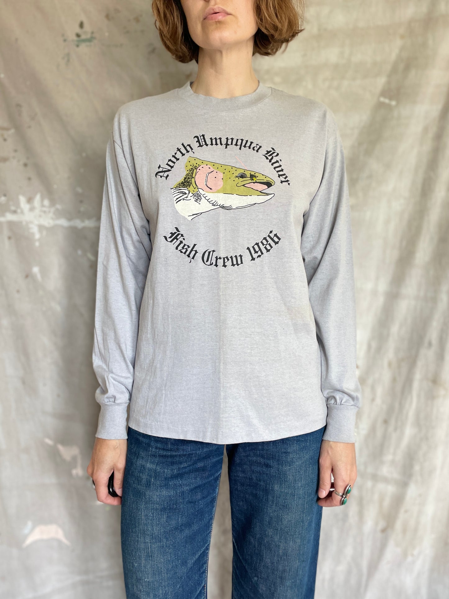 80s North Umpqua River Fish Crew Shirt