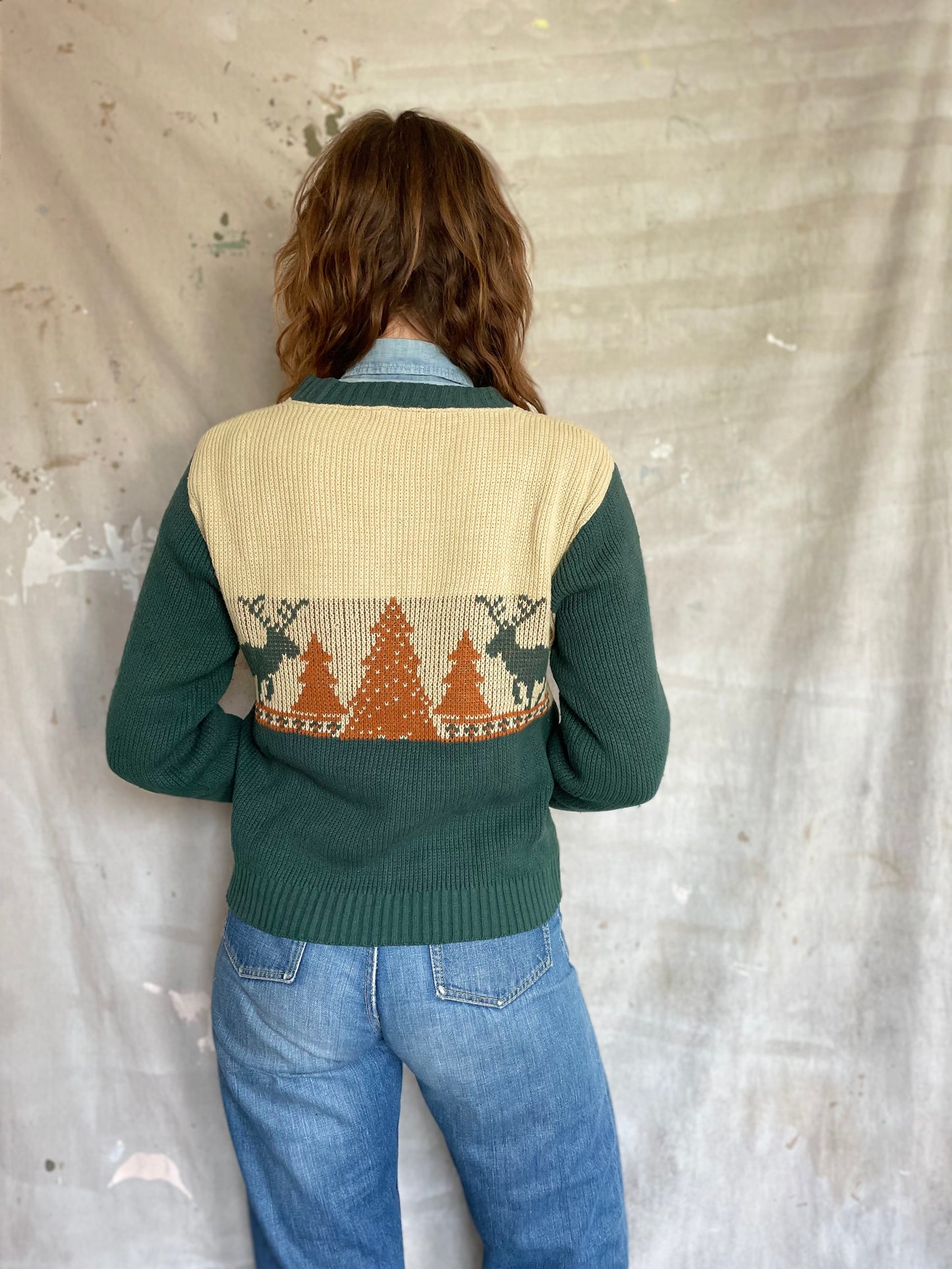 70s Holiday Deer Sweater