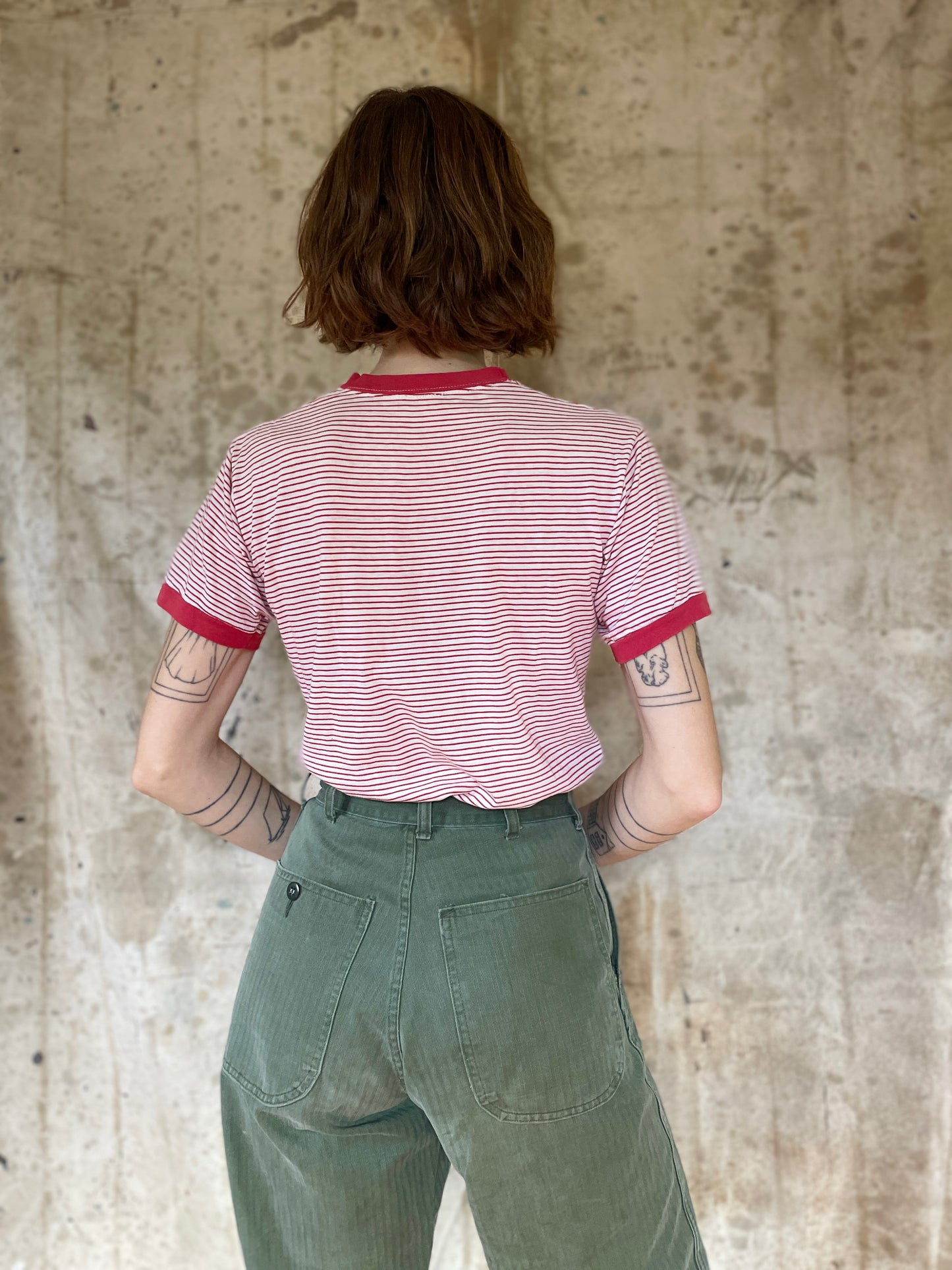 70s Lutheran Camping Micro Stripe Tee