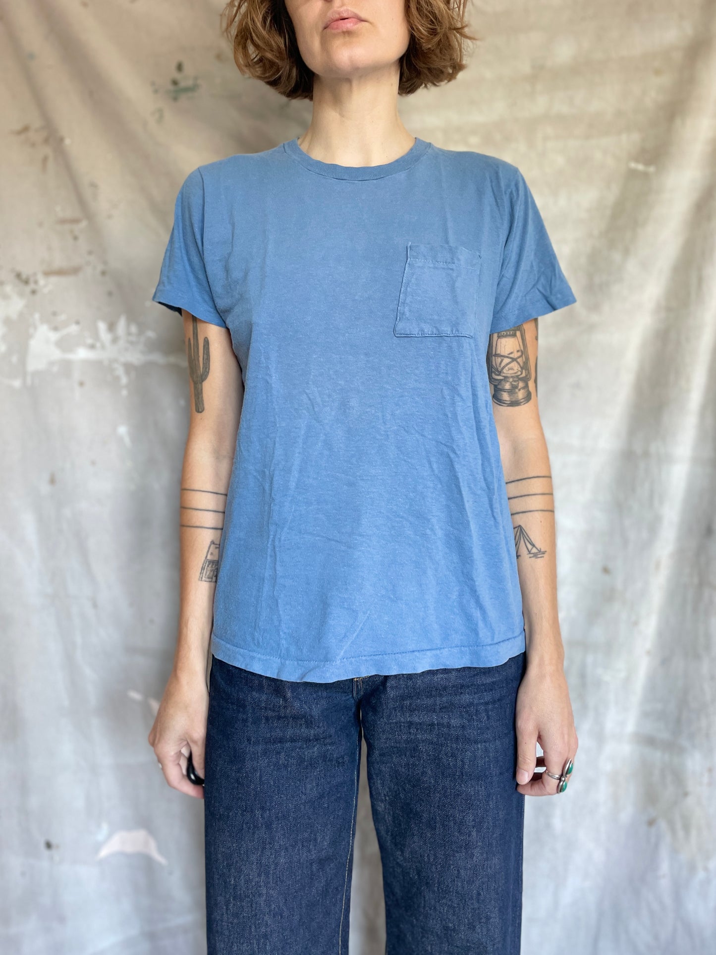 70s Blank Blue Pocket Tee