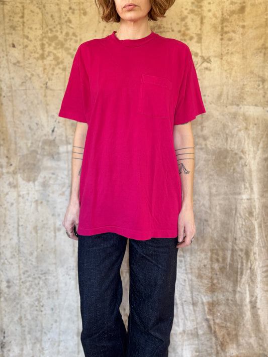 80s Blank Bright Pink Pocket Tee