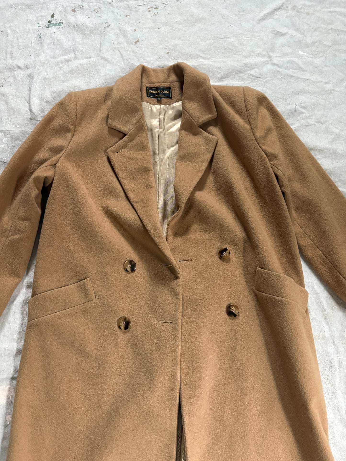 80s Kristen Blake Wool Camel Peacoat