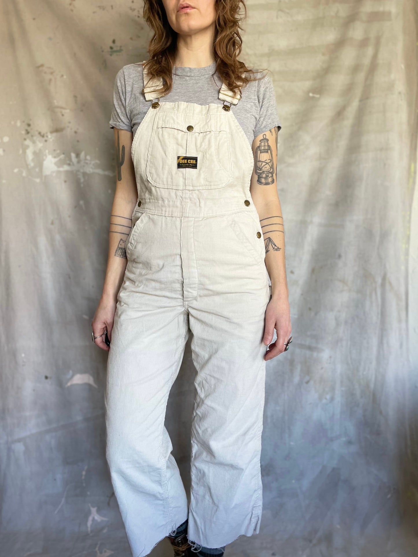 80s DeeCee Ecru Corduroy Overalls