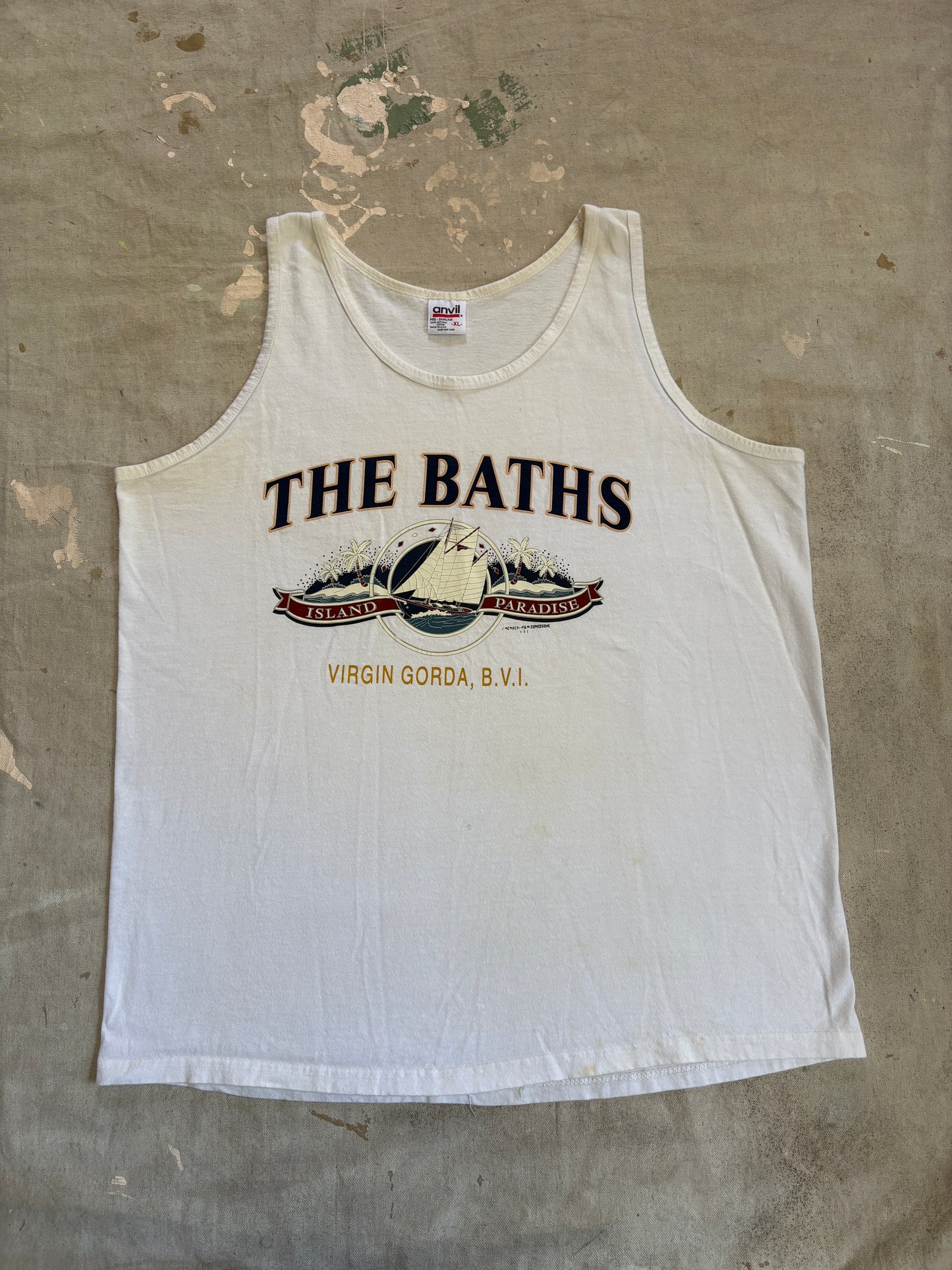Vintage 90s The Baths Island Paradise Virgin Gorda BVI Tank Top
