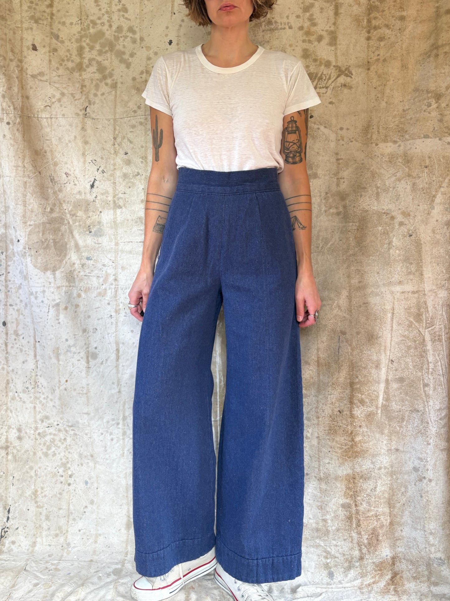 Vintage 70s/80s Handmade Denim Jacket Wide Leg Pant Set