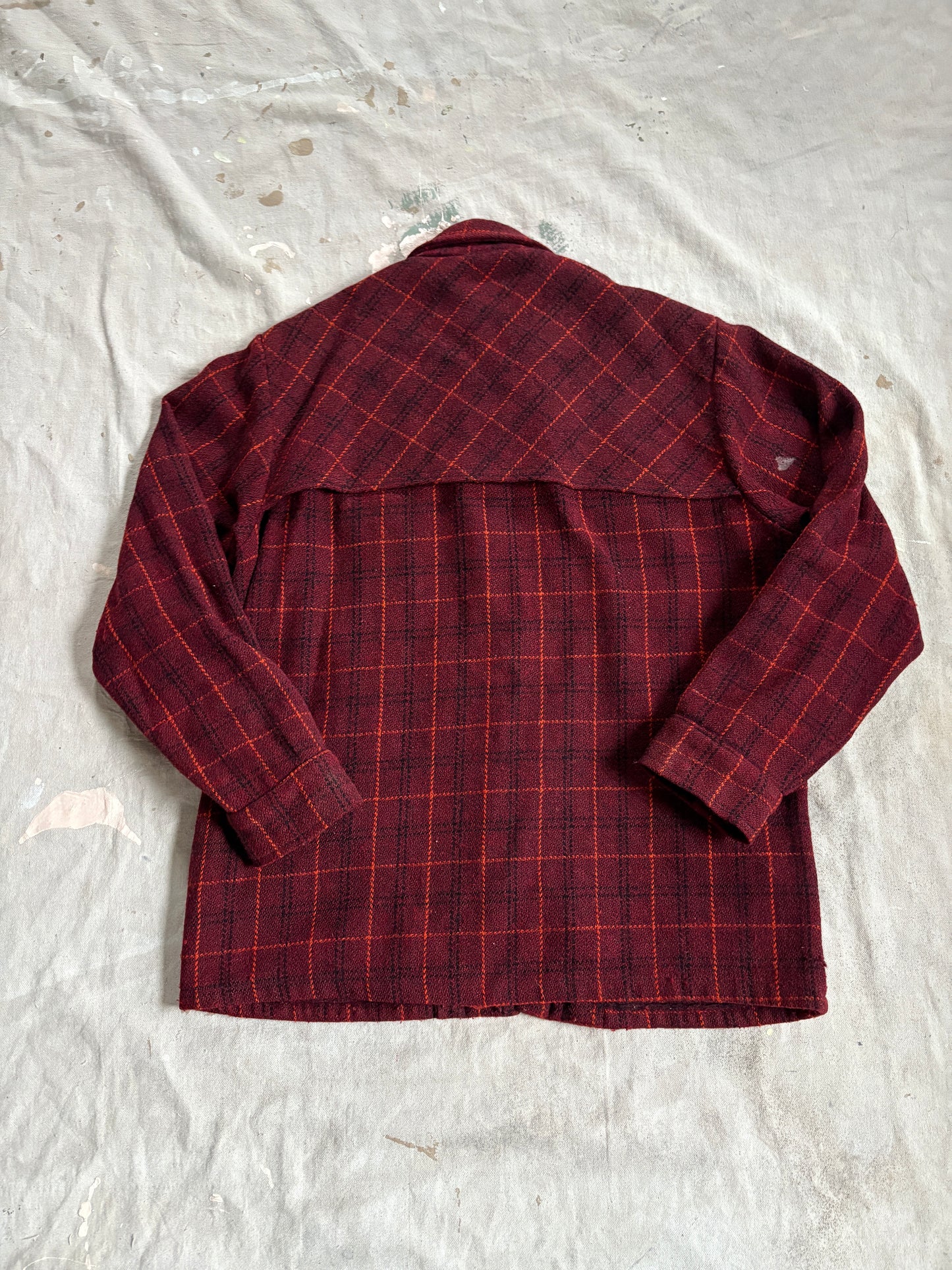Vintage 60s Plaid Wool Shirt Jacket