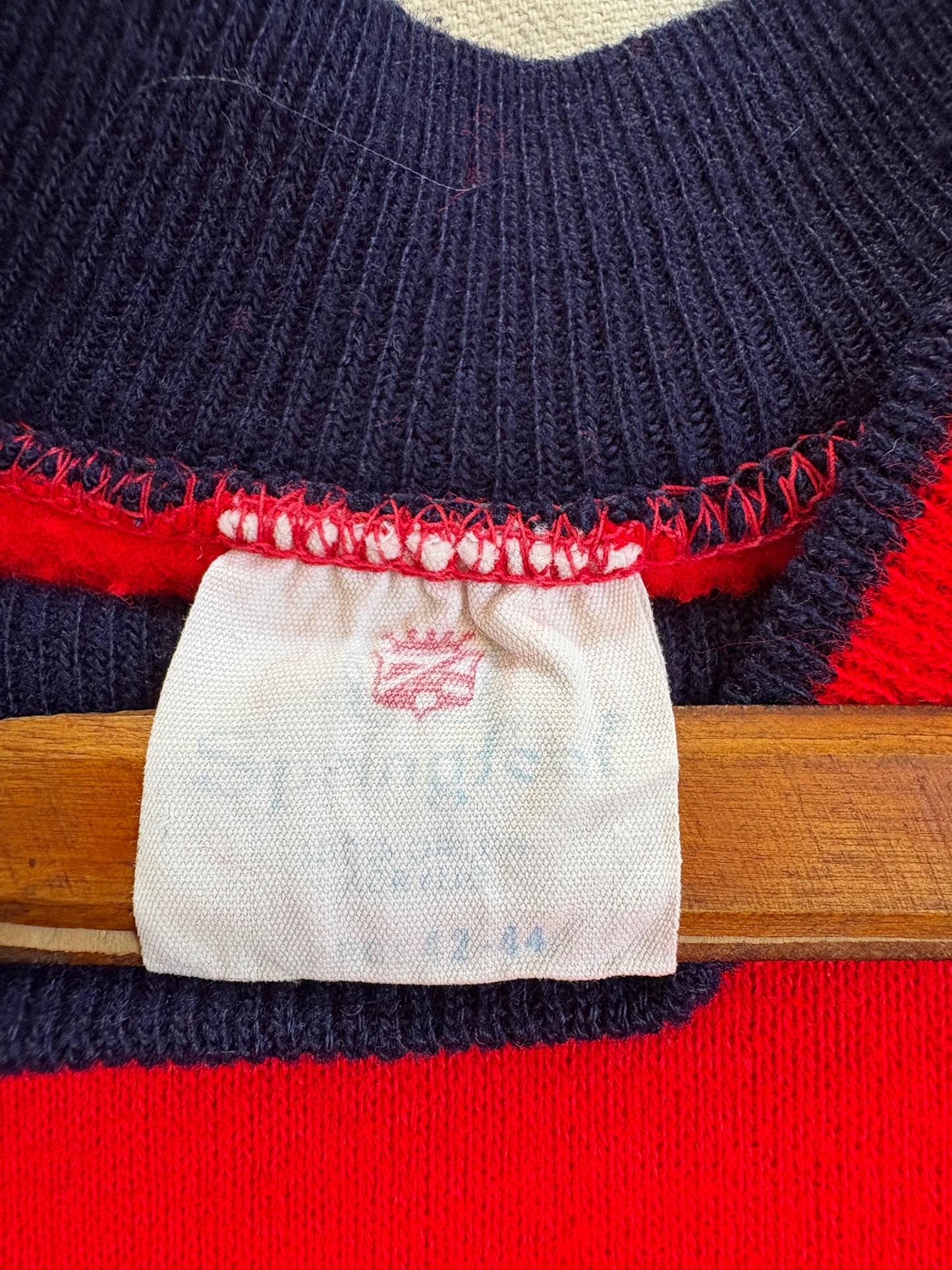 Vintage 70s Springfoot Red And Blue Short Sleeve Sweatshirt
