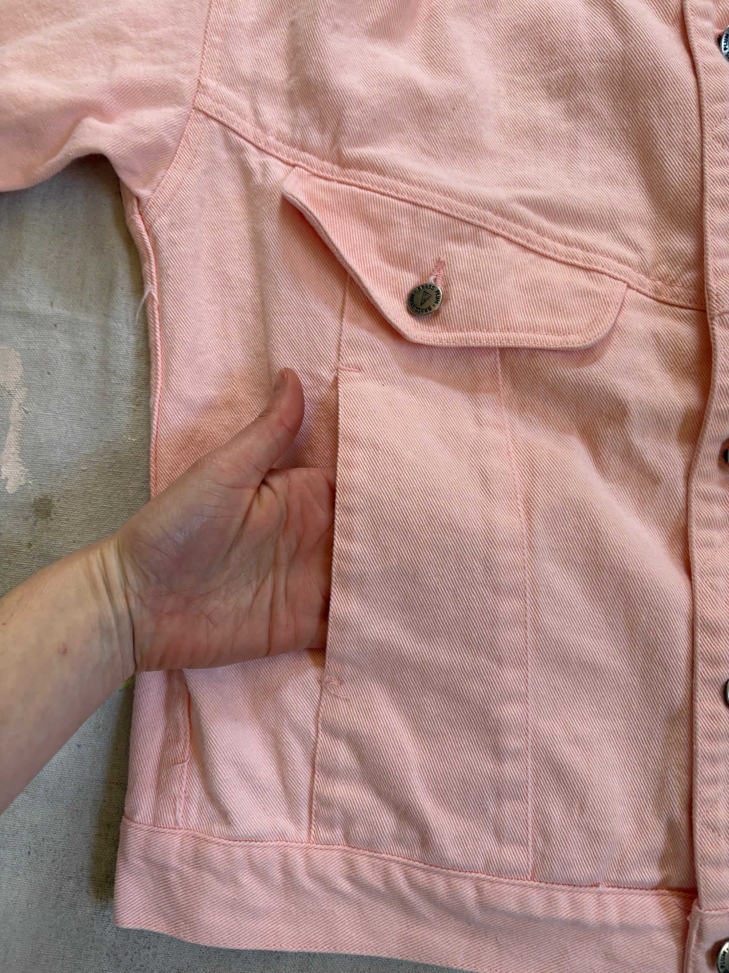 Vintage 90s Nordstrom Pale Pink Jean Jacket