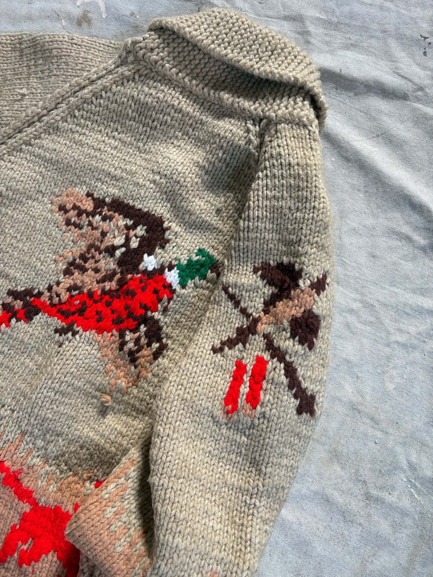 70s Hand Knit Mary Maxim “The Pheasant Hunt” Sweater