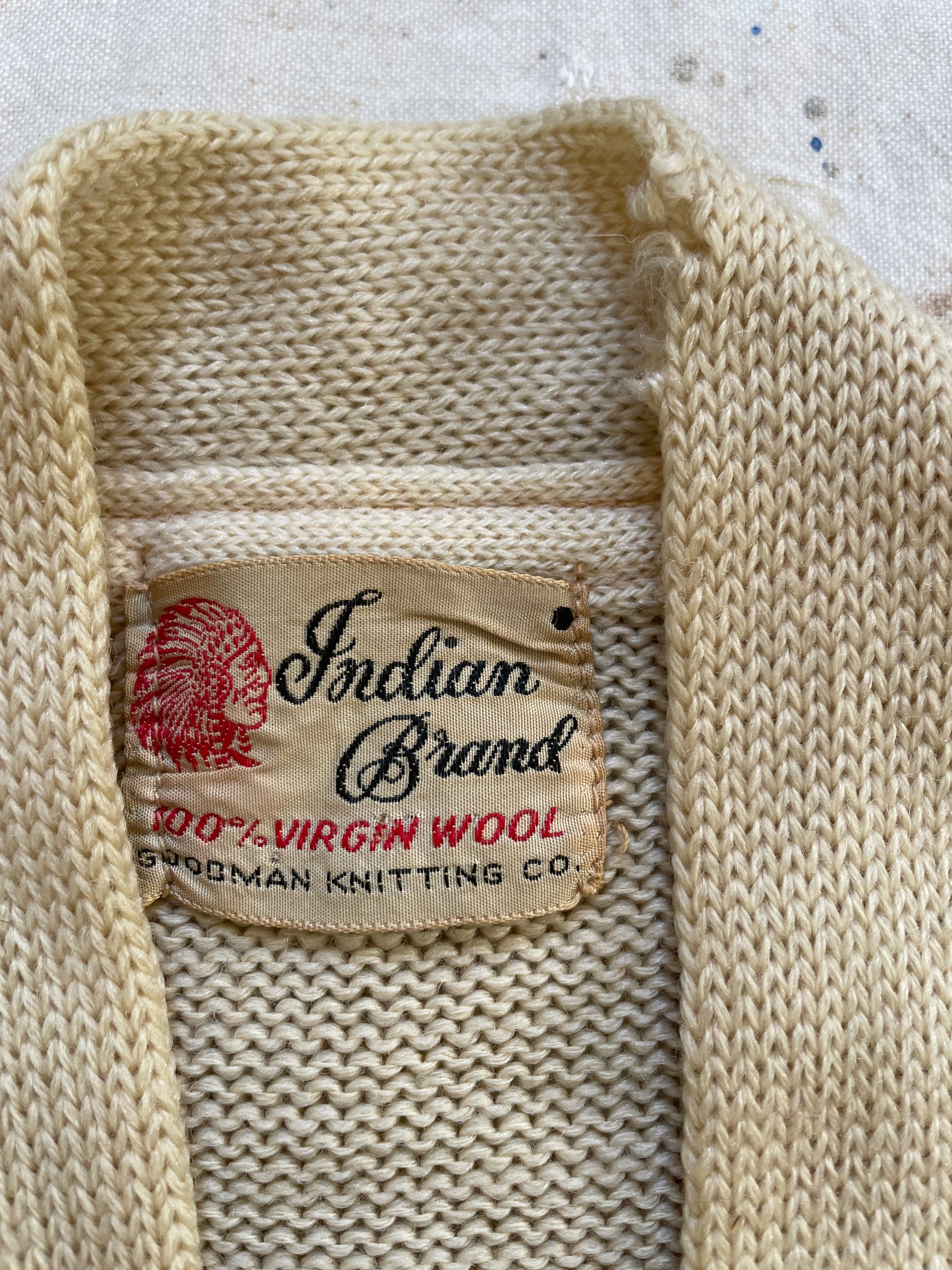 40s Cream Letterman Sweater