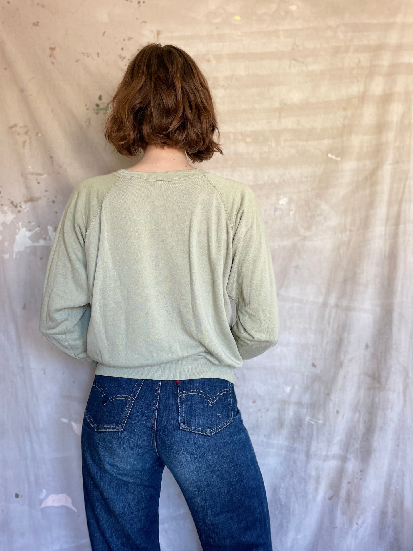 80s Pale Sage Green Sweatshirt