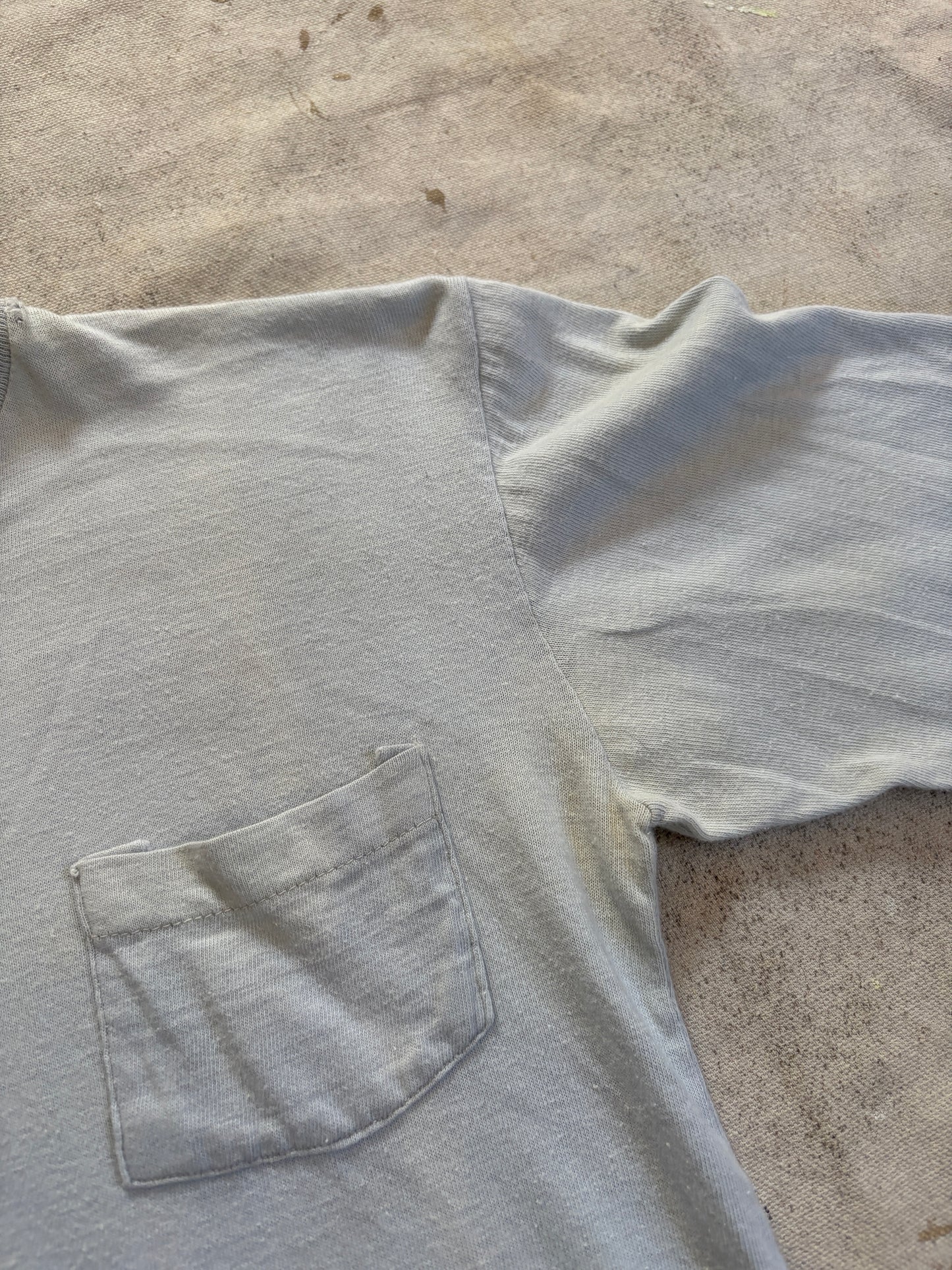 Vintage 50s Pale Blue Blank Pocket Tee