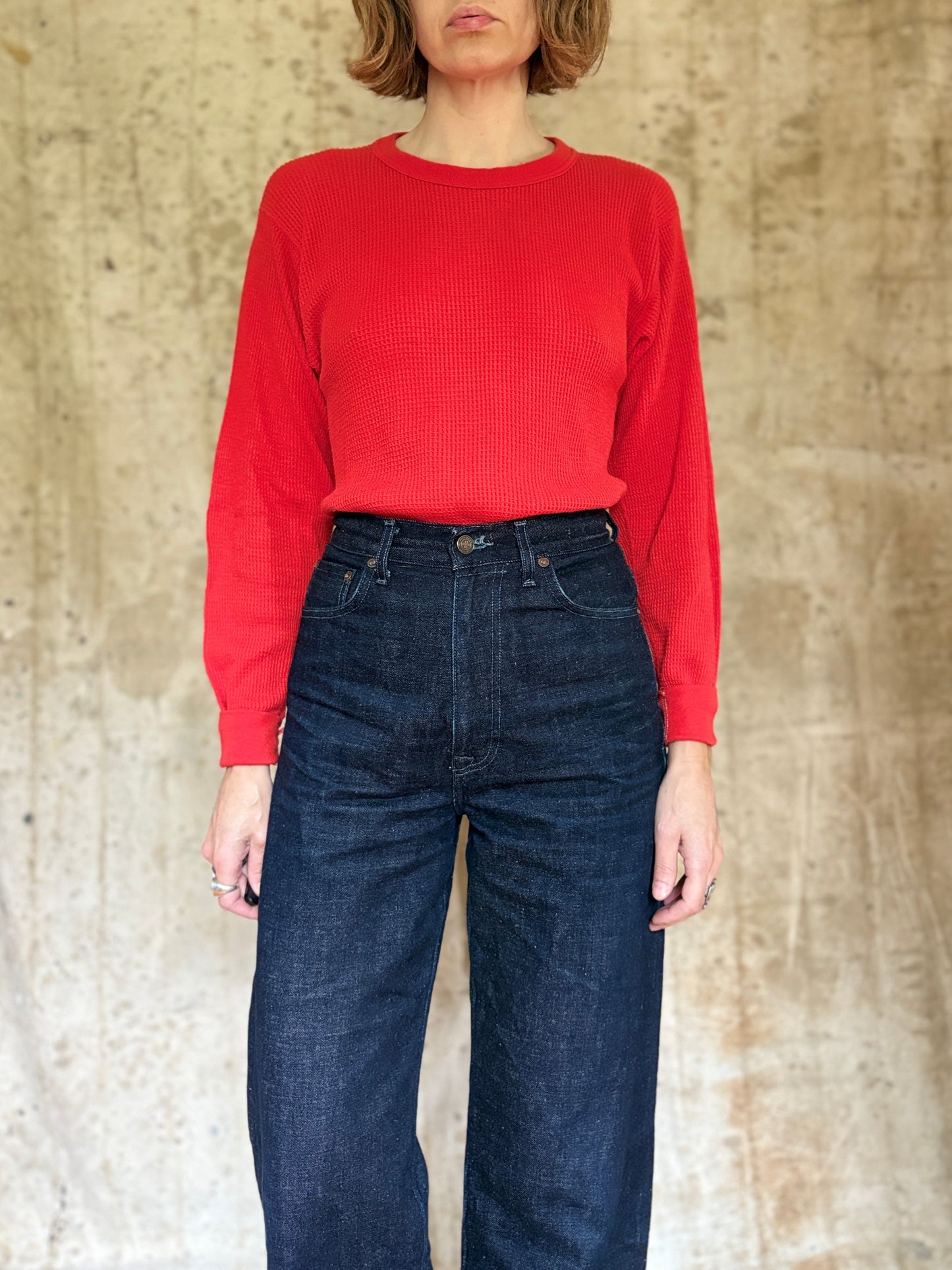 Vintage 80s Blank Red Thermal Shirt