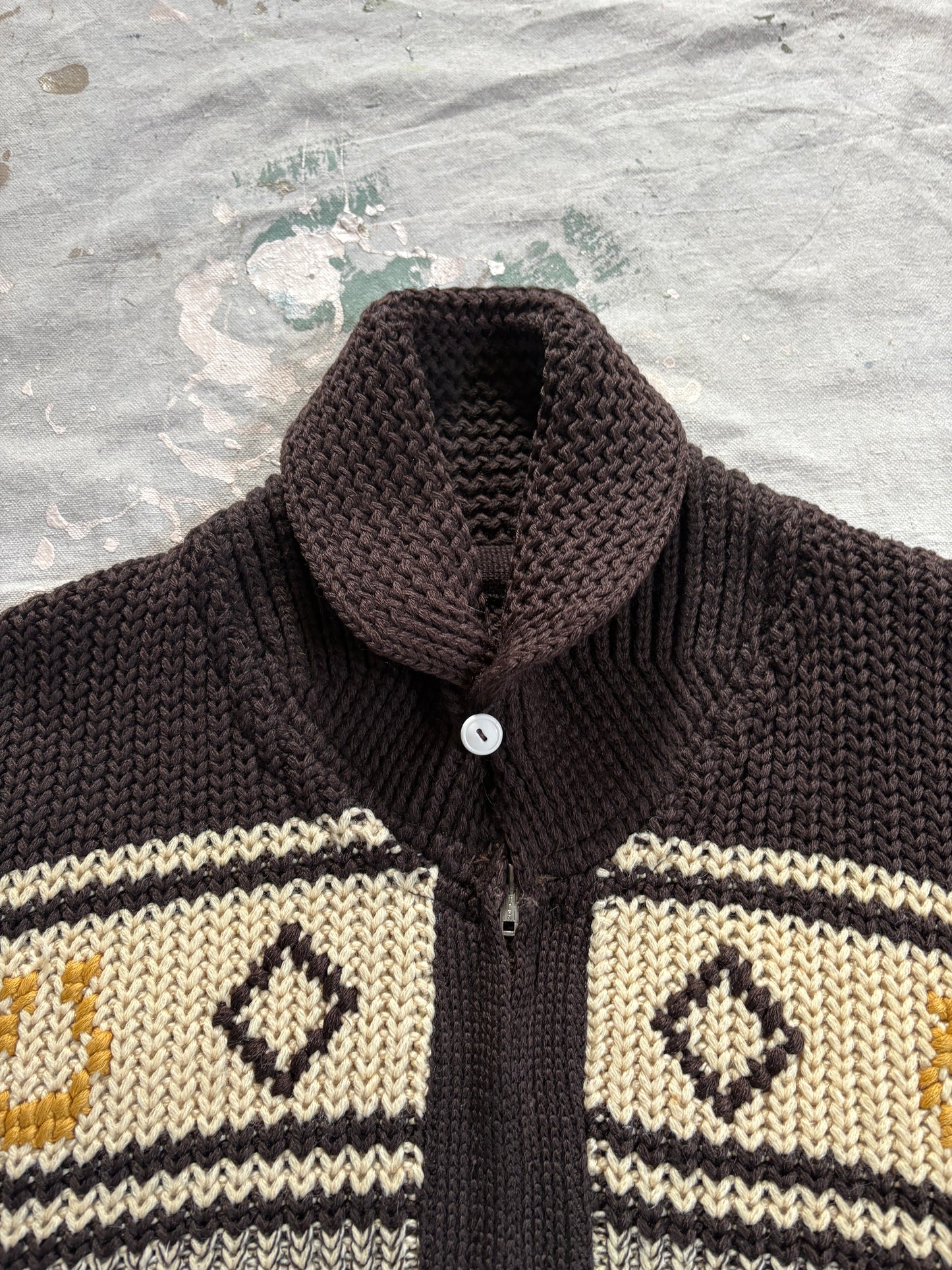 60s Horse Shawl Collar Sweater