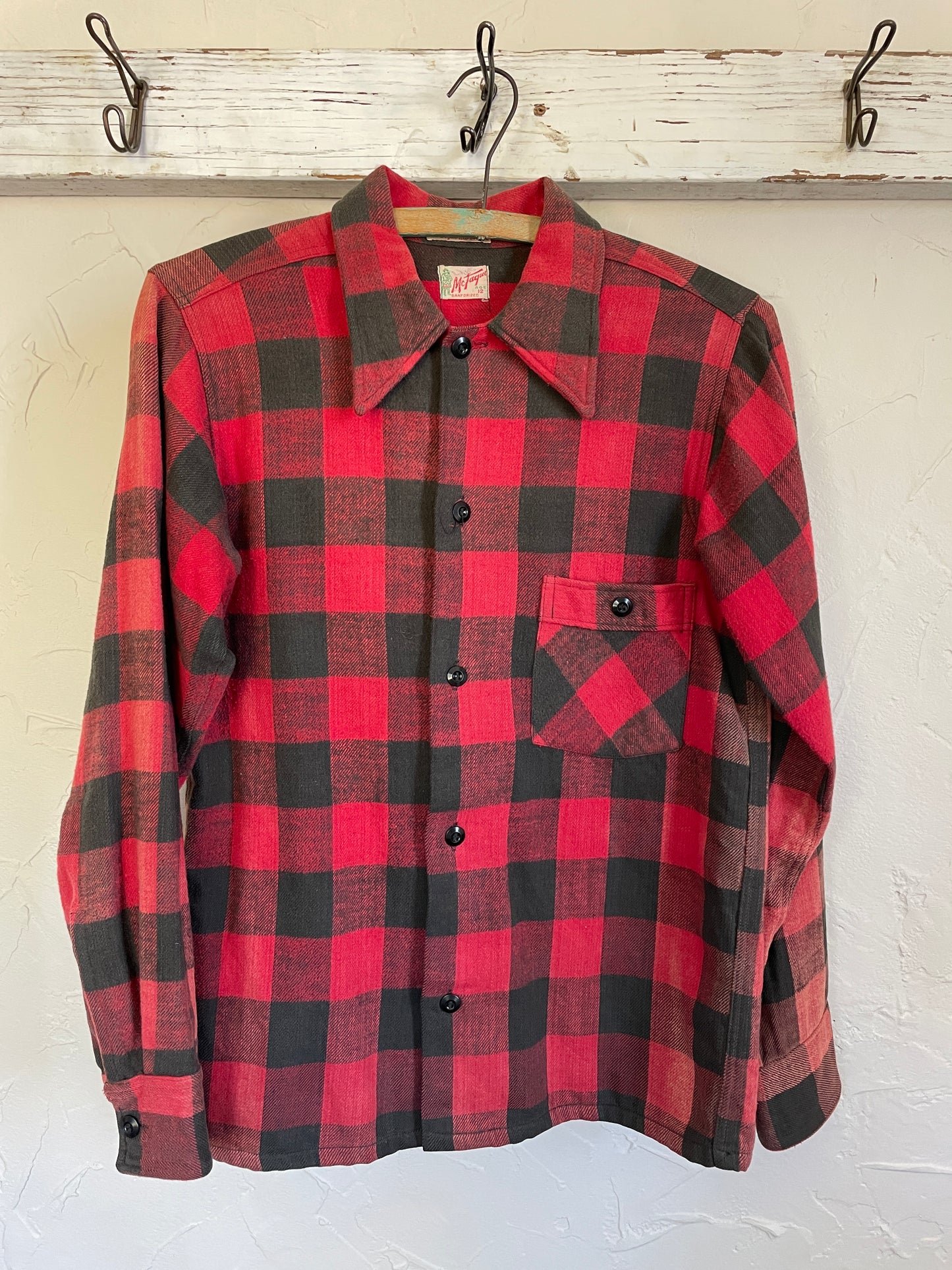 40s Faded Plaid Flannel Shirt